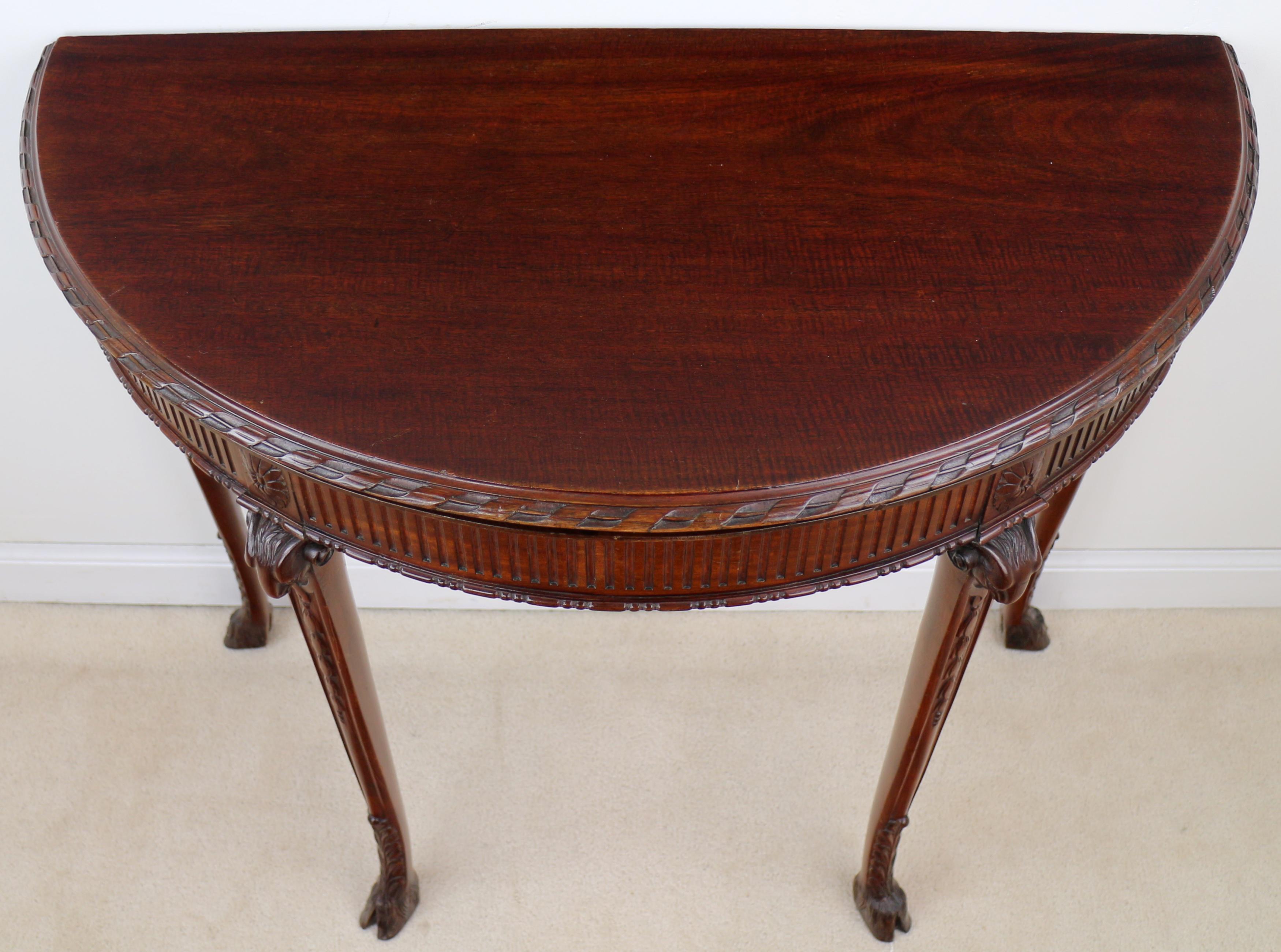 Pair of George III Neoclassical Style Mahogany Demi-Lune Card Tables, circa 1900 10