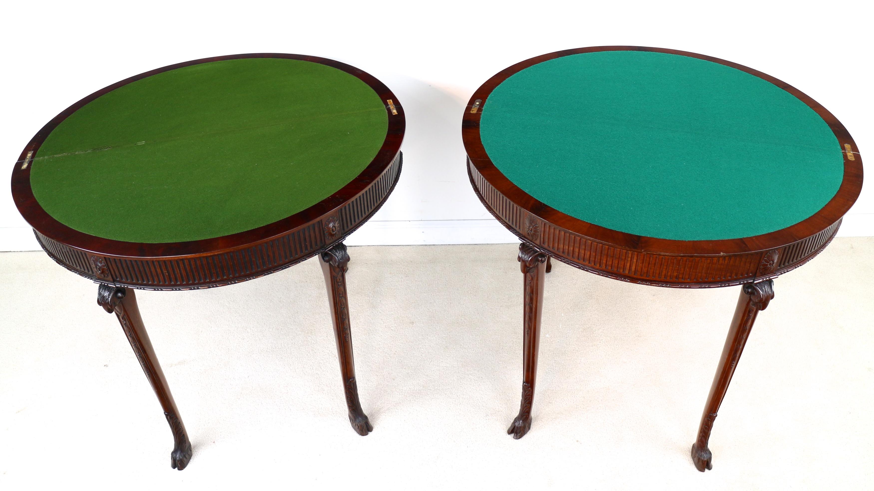 Pair of George III Neoclassical Style Mahogany Demi-Lune Card Tables, circa 1900 1