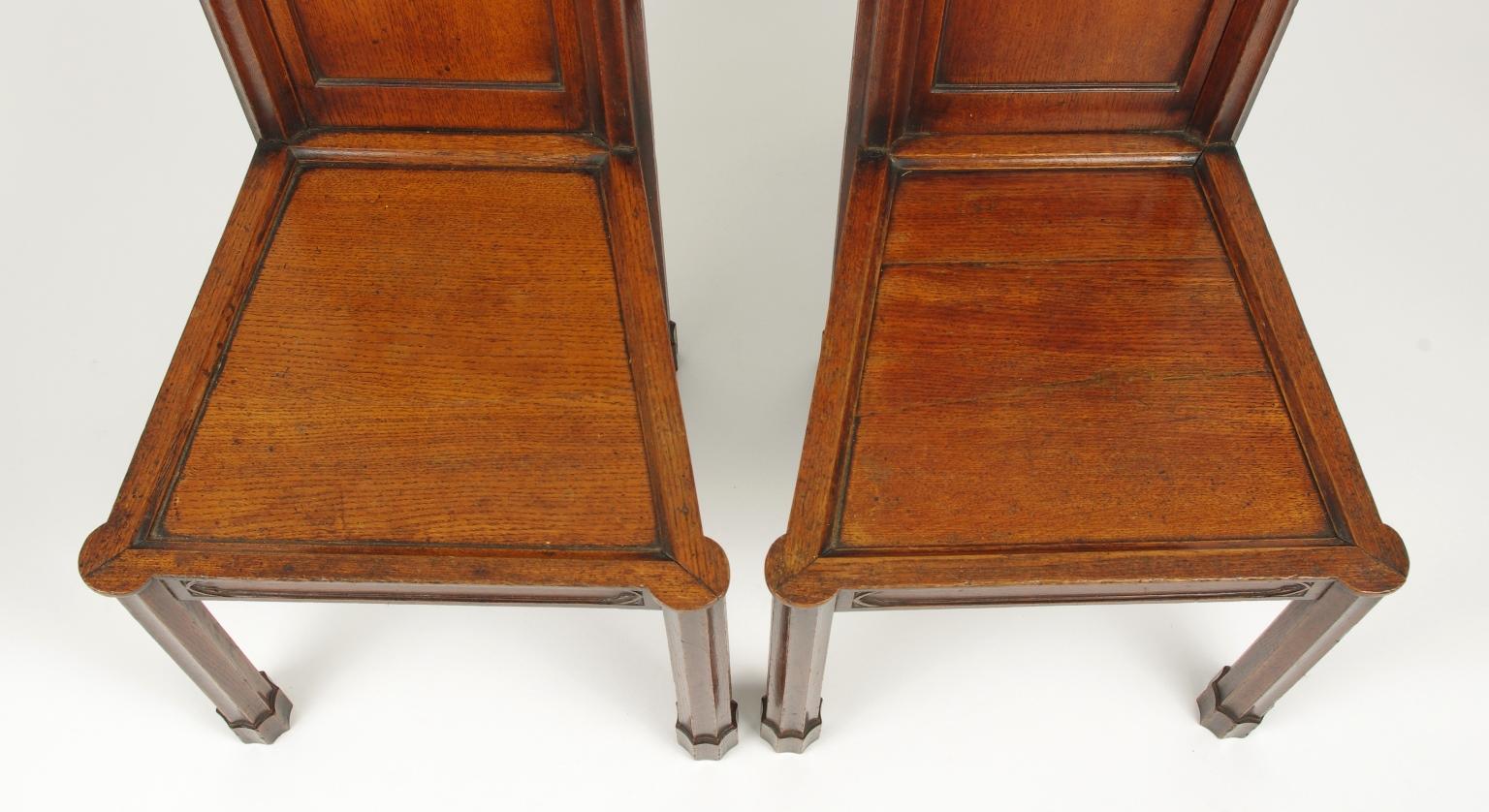 Gothic Revival Pair of George III Oak Gothic Hall Chairs, circa 1800