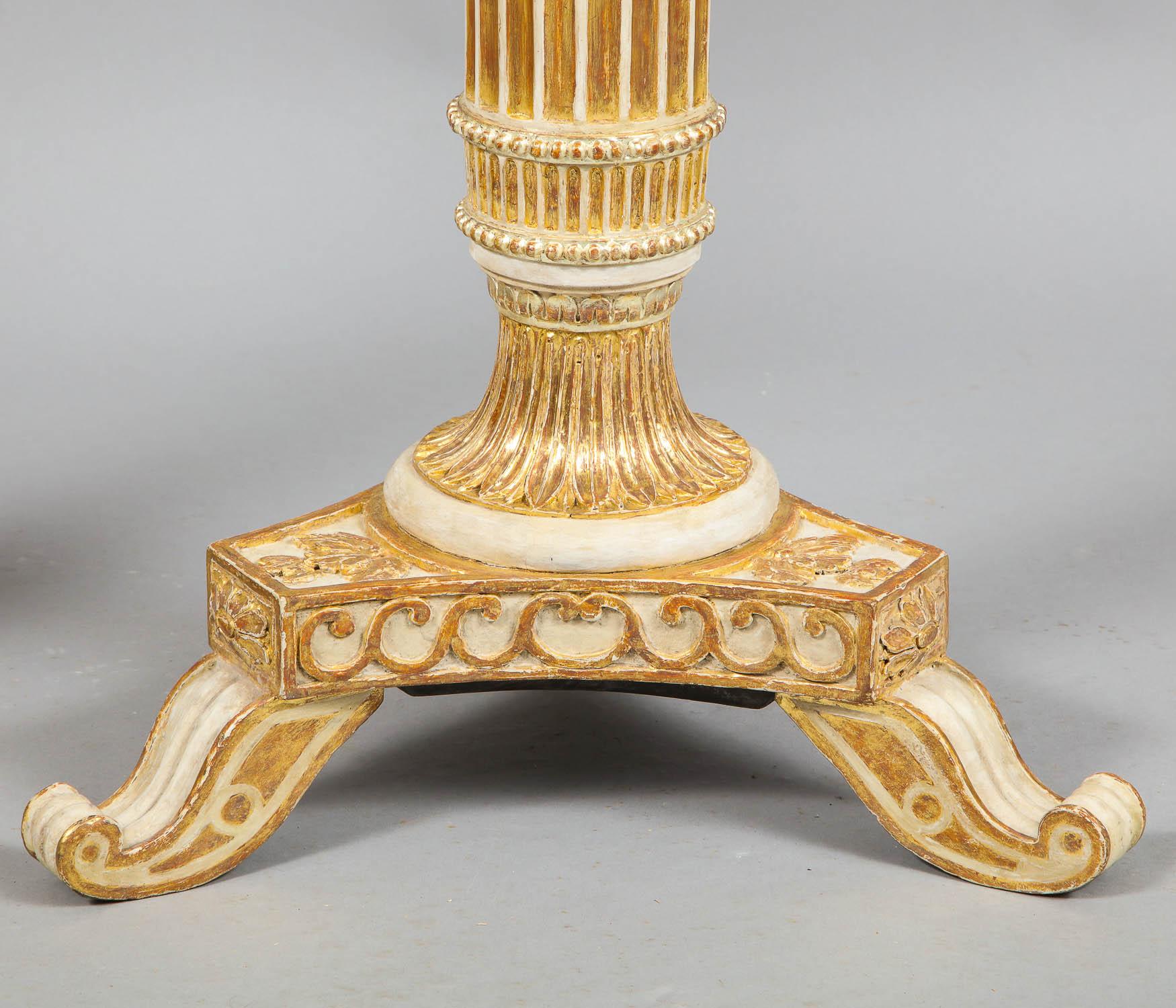 English Pair of George III Painted and Giltwood Pedestals For Sale