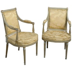 Pair of George III Painted and Parcel-Gilt Armchairs