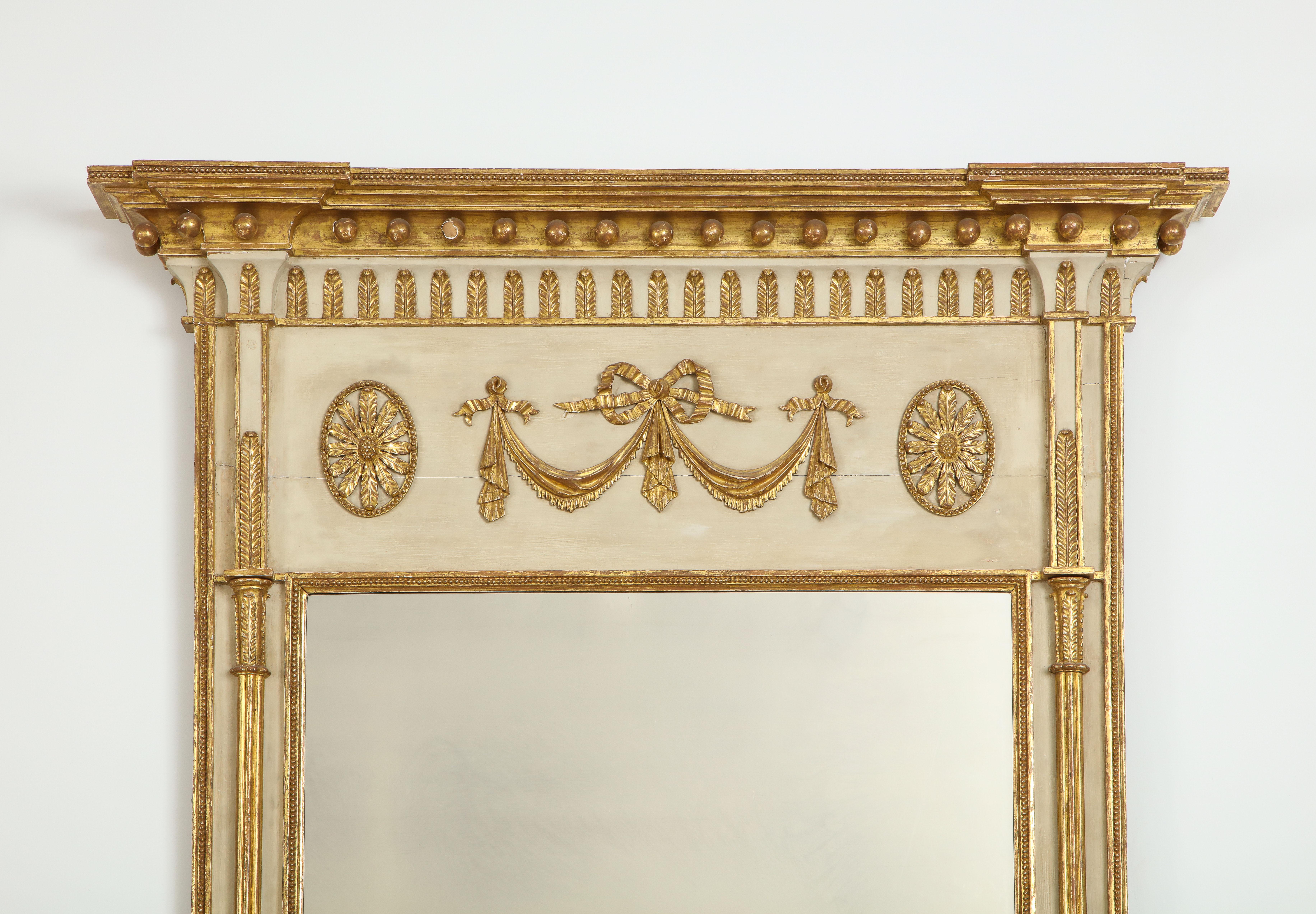 Regency Pair of George III Painted and Parcel Gilt Mirrors