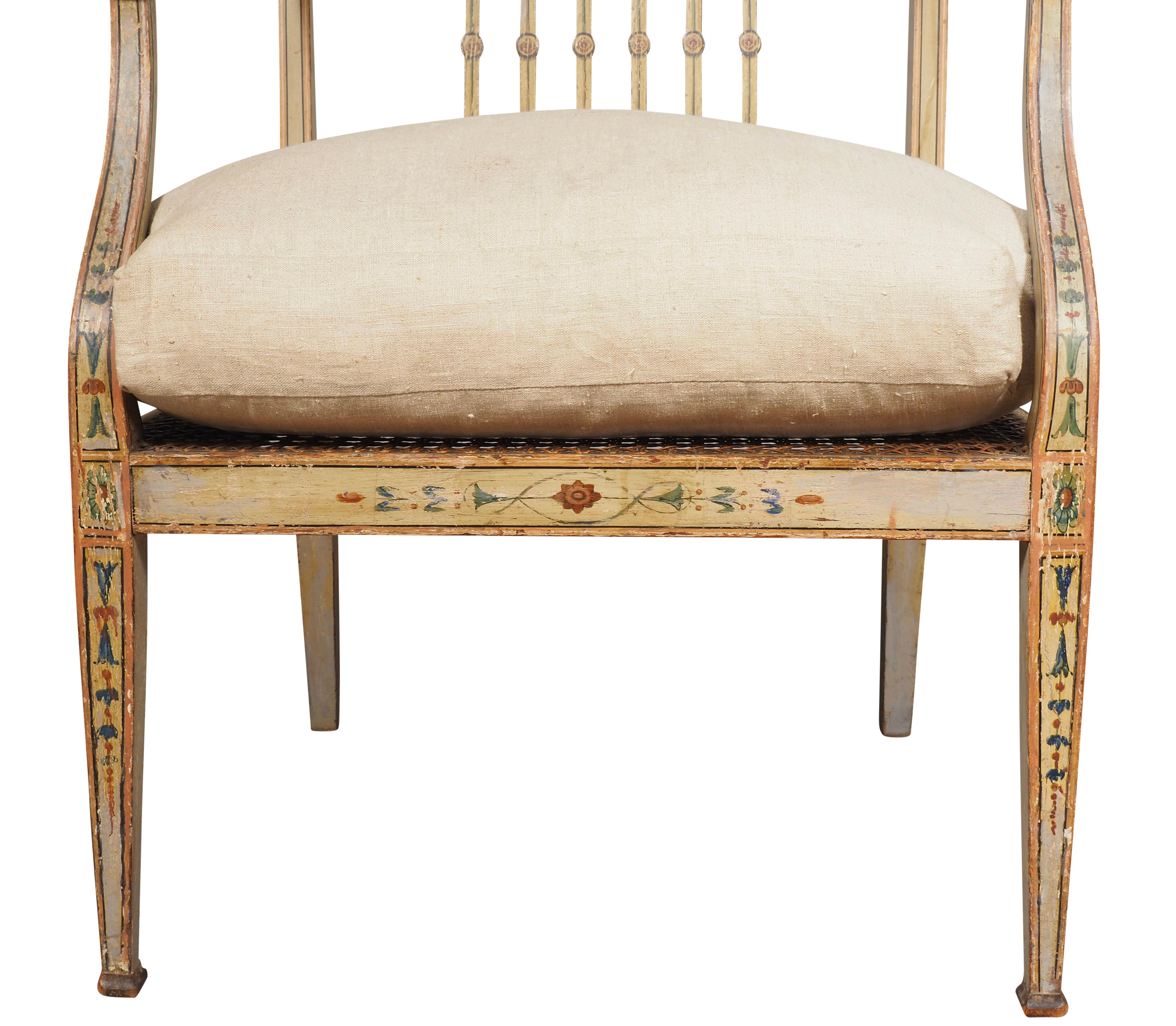 Paire de fauteuils peints George III en vente 3