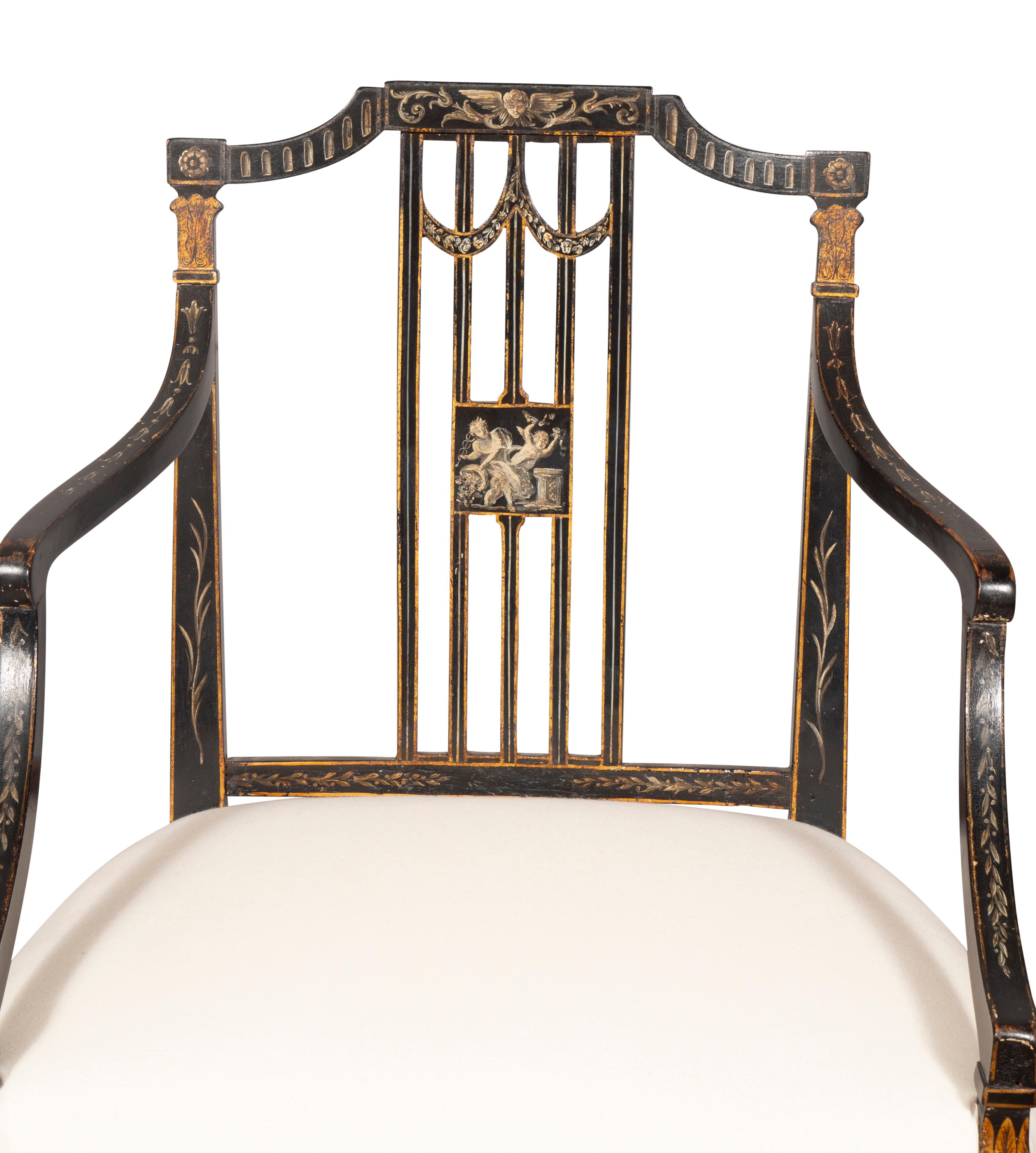 Paire de fauteuils peints George III en vente 5