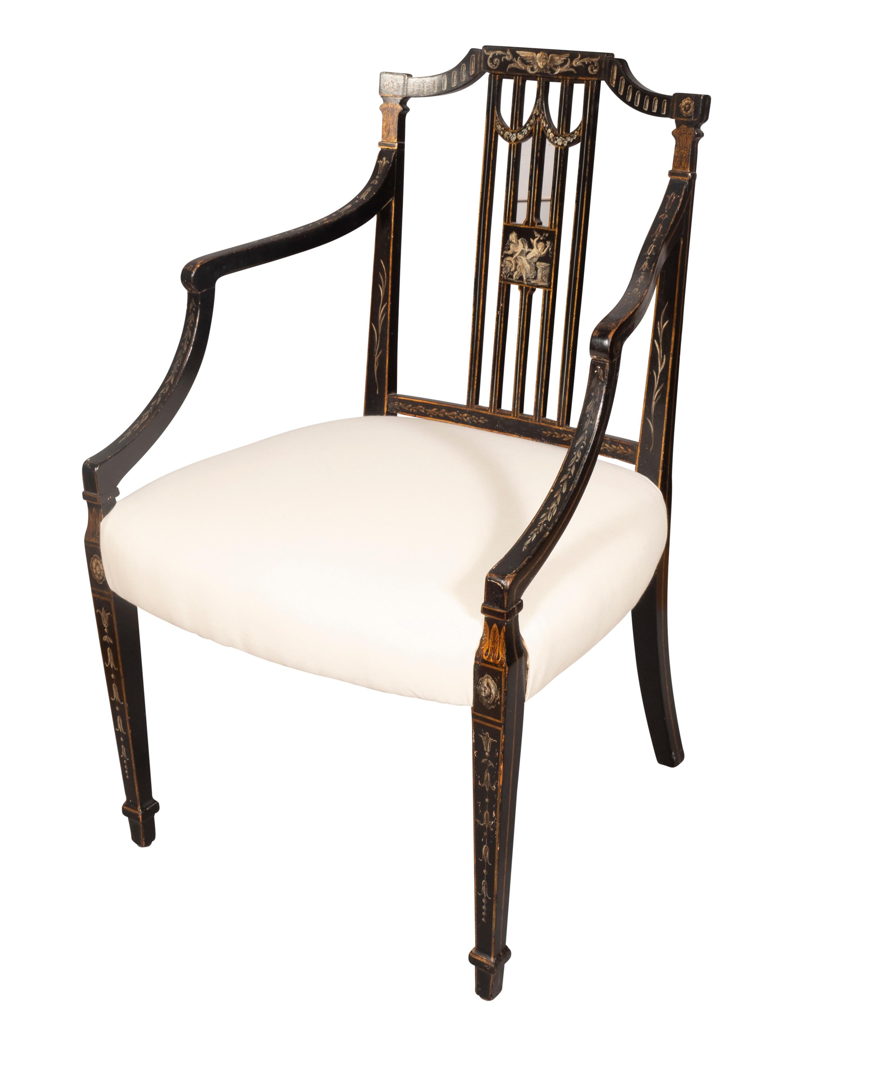Paire de fauteuils peints George III en vente 13