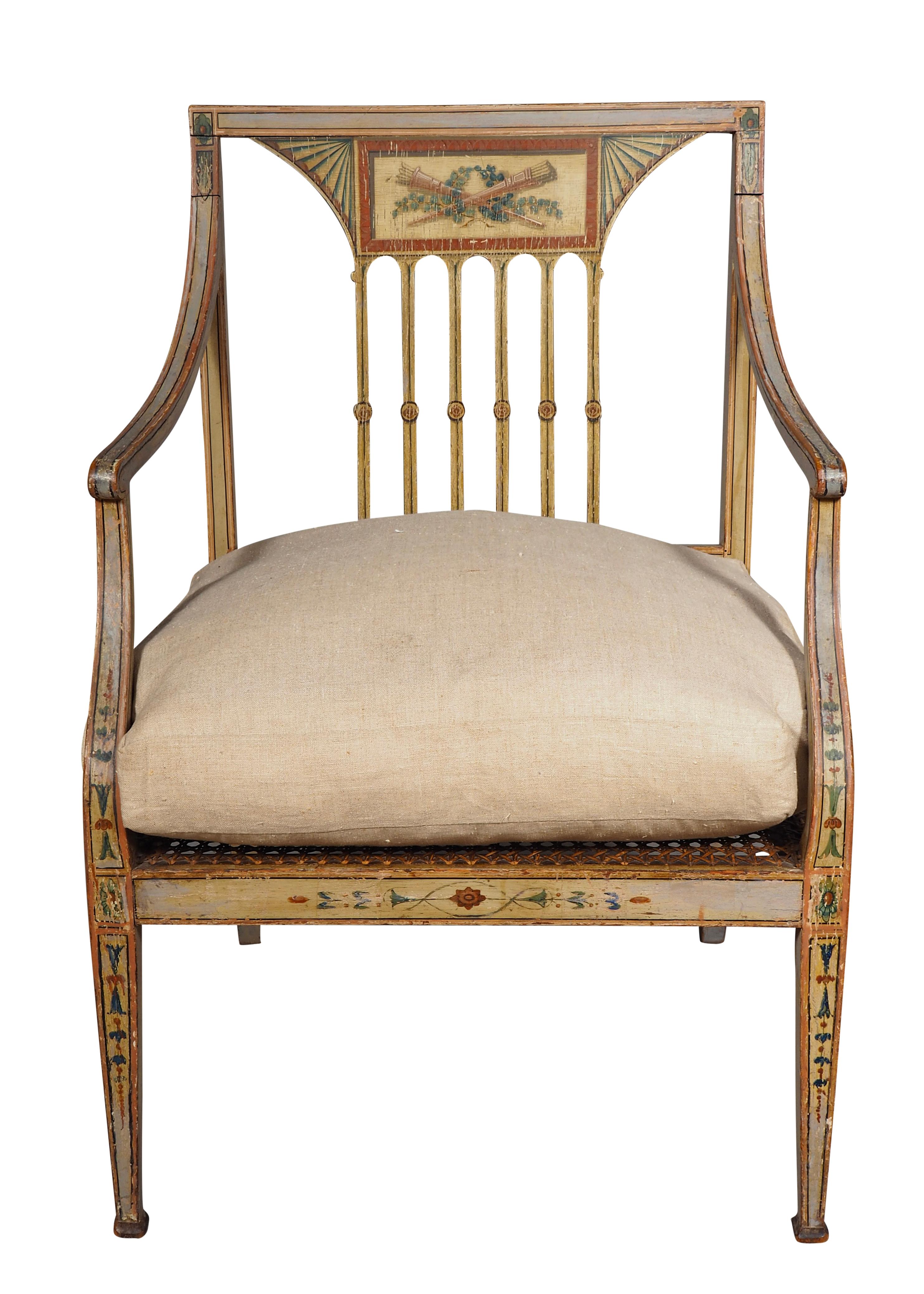 Anglais Paire de fauteuils peints George III en vente