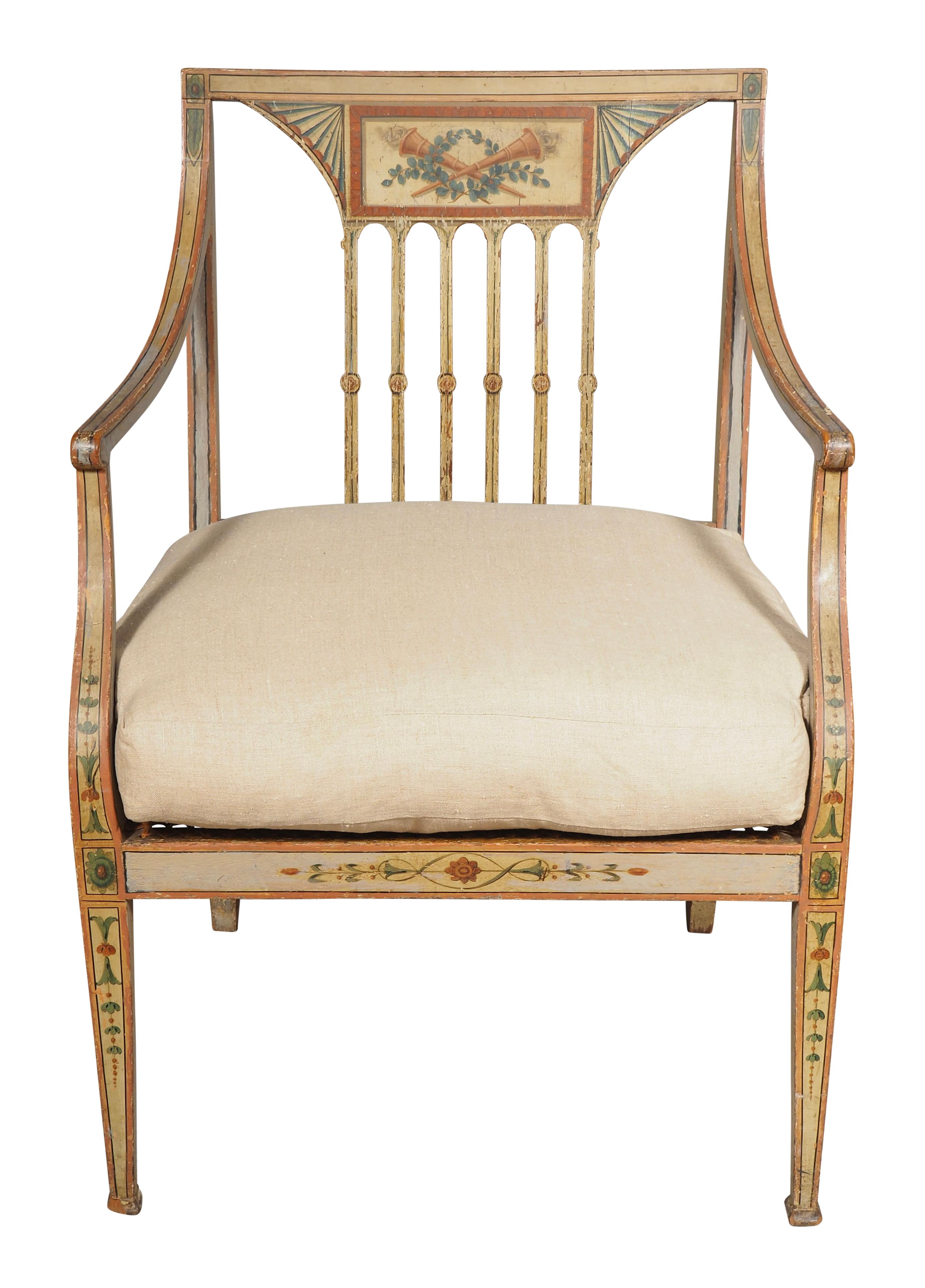 Paire de fauteuils peints George III en vente 2