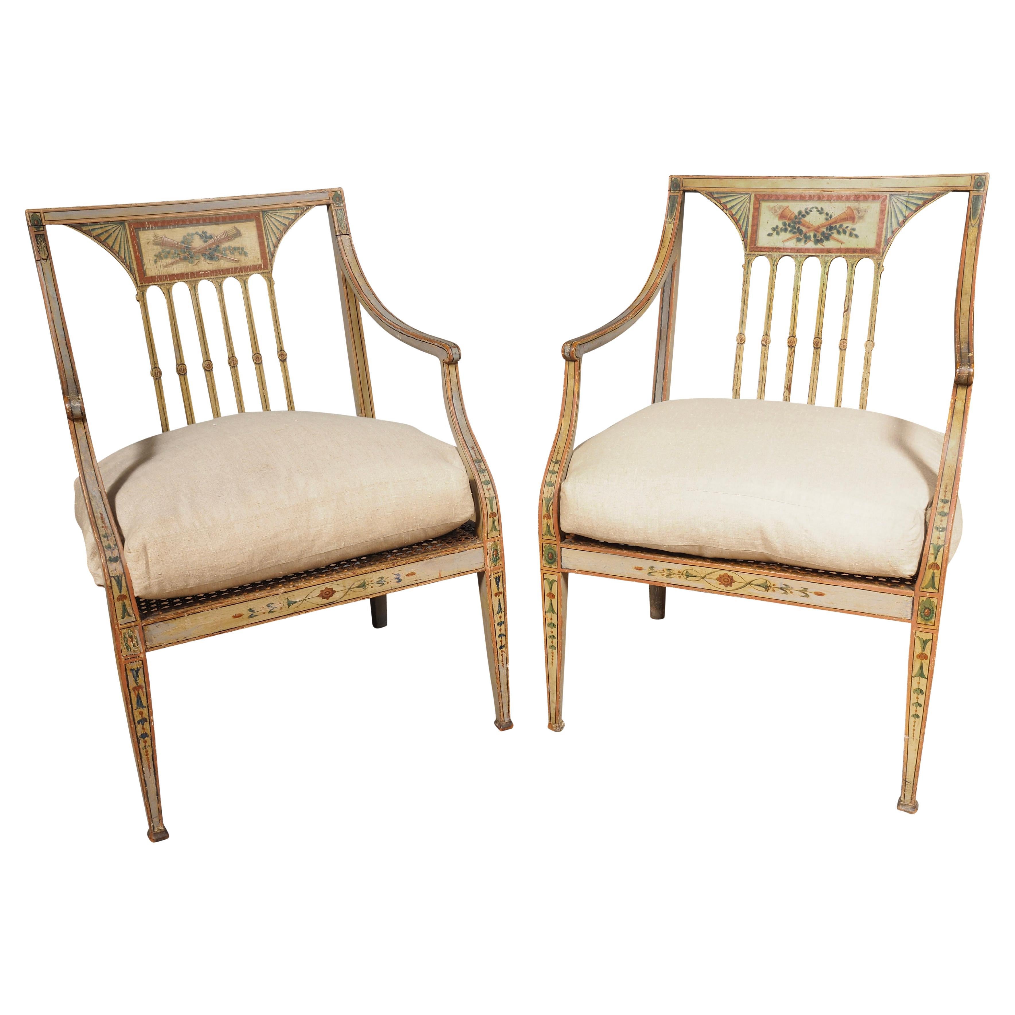 Pair Of George III Painted Armchairs