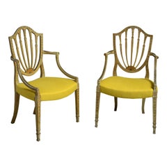 Pair of George III Painted Elbow Chairs