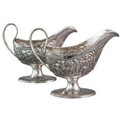 Pair of Irish George III Pedestal Sauce Boats, Dublin, 1789