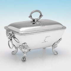 Pair of George III period antique sterling silver sauce tureens made in 1801