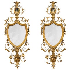 Pair of George III Period Gesso and Giltwood Mirrors