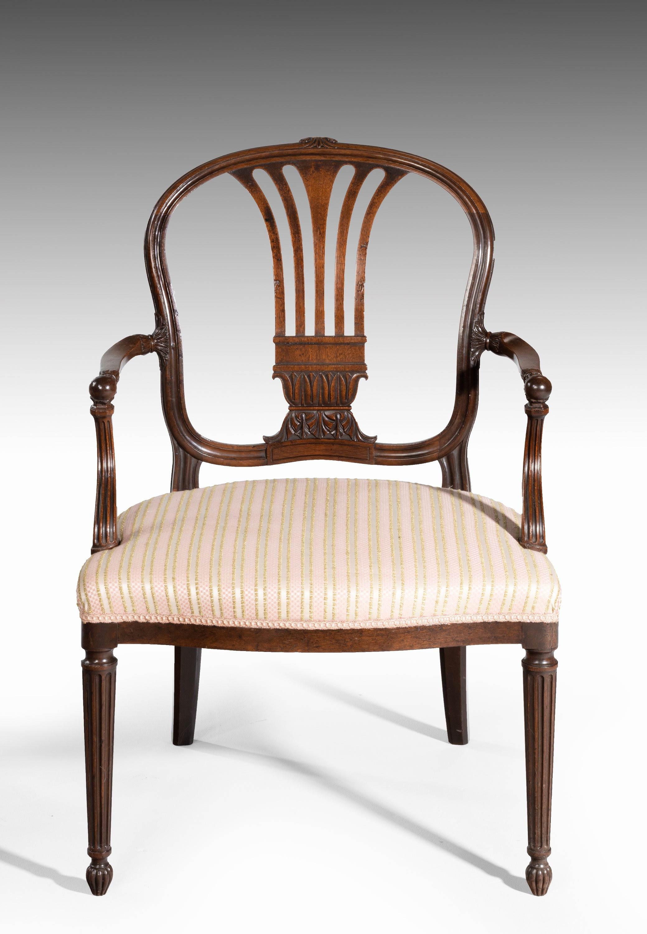 Pair of George III Period Mahogany Elbow Chairs by Robert Manwaring In Good Condition In Peterborough, Northamptonshire