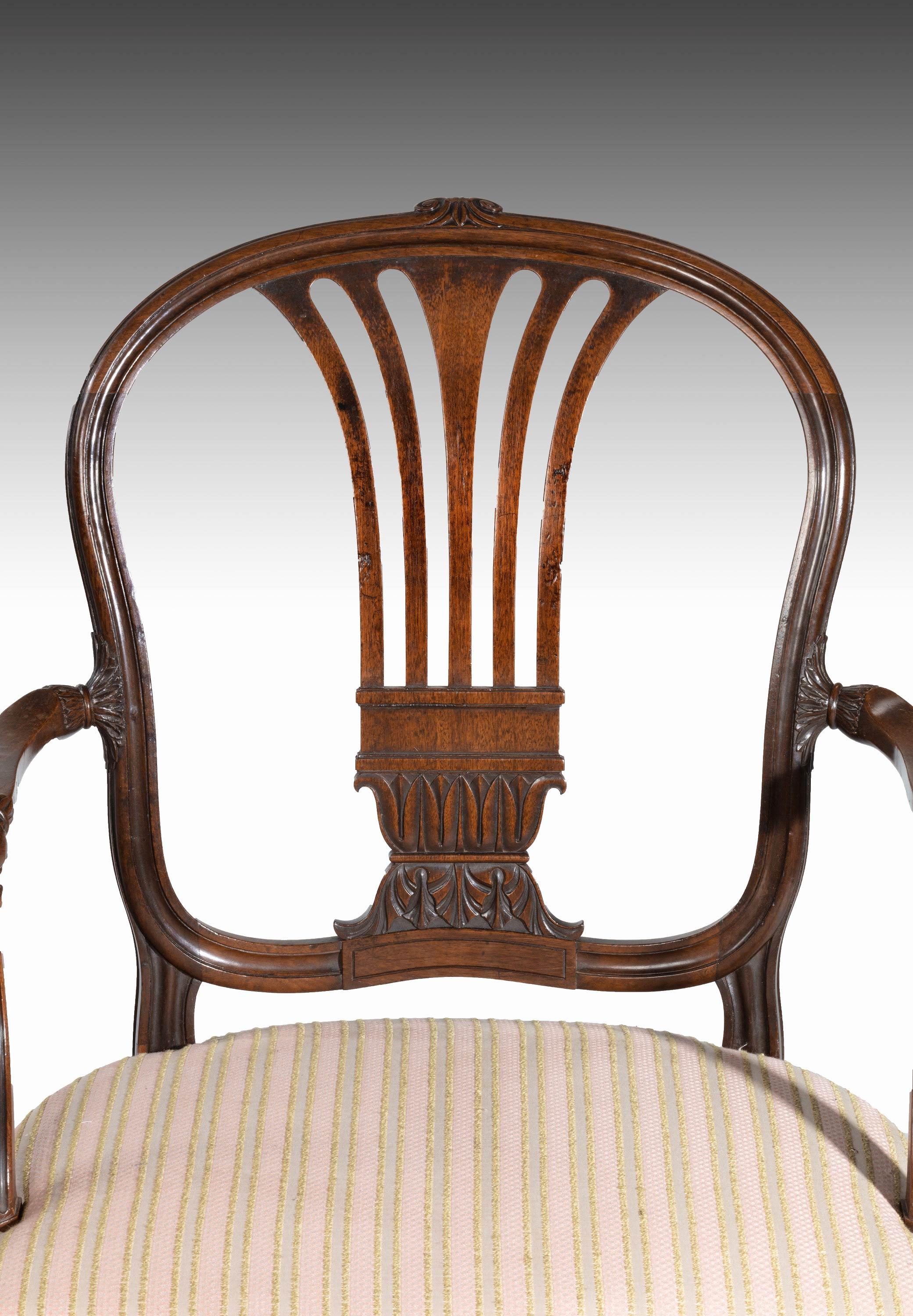 18th Century Pair of George III Period Mahogany Elbow Chairs by Robert Manwaring