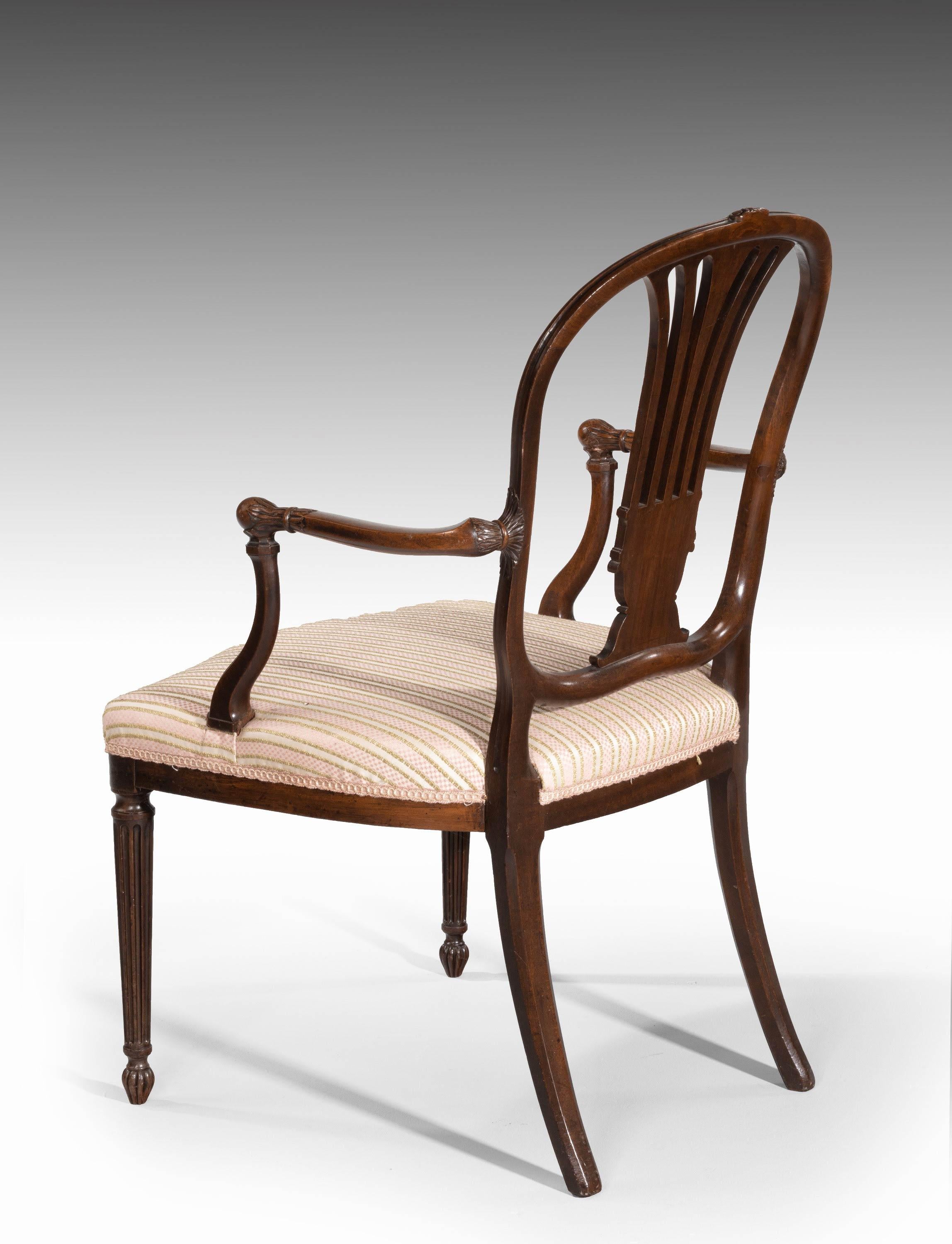 Pair of George III Period Mahogany Elbow Chairs by Robert Manwaring 2