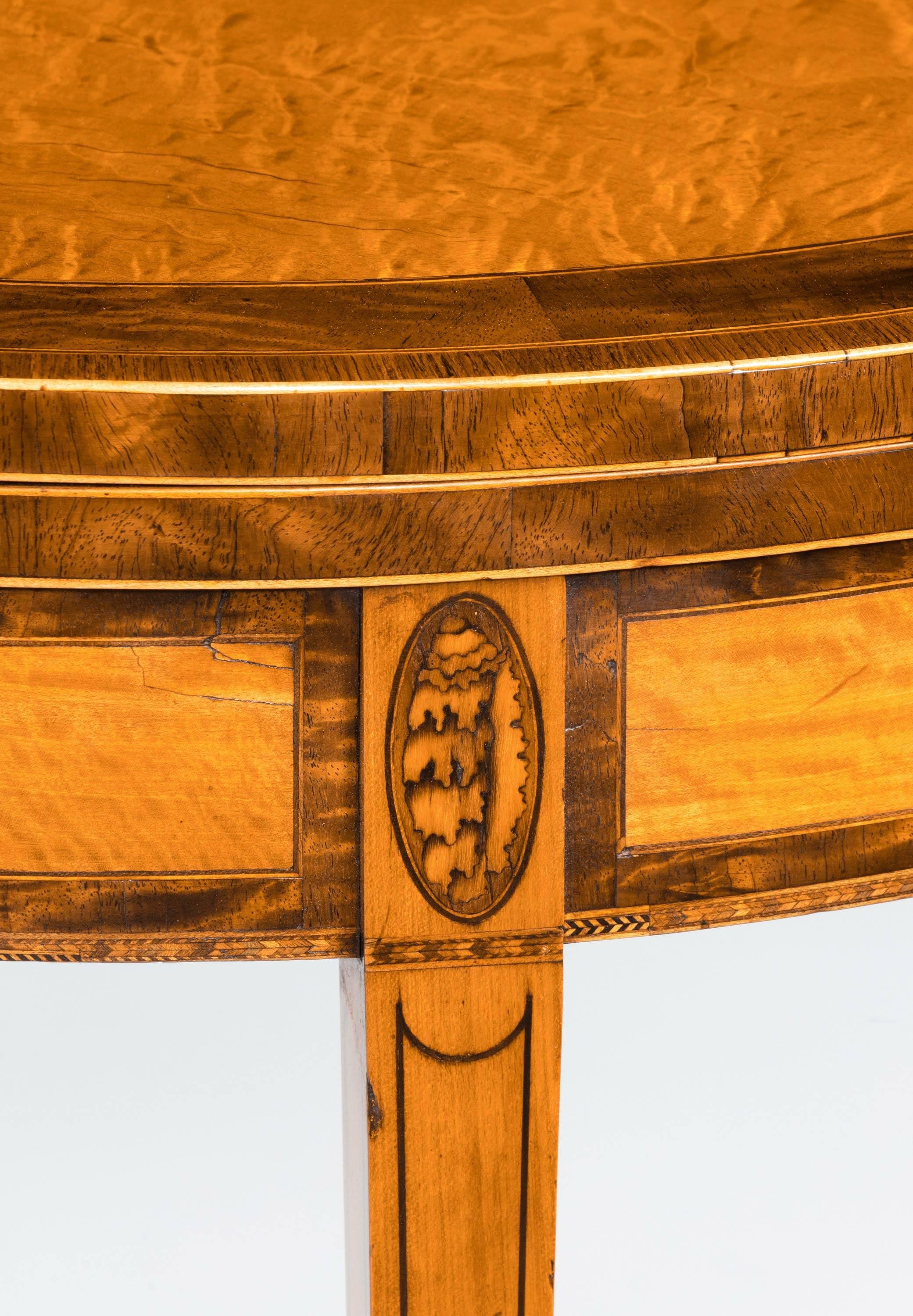 Late 18th Century Pair of George III Period Satinwood Card Tables