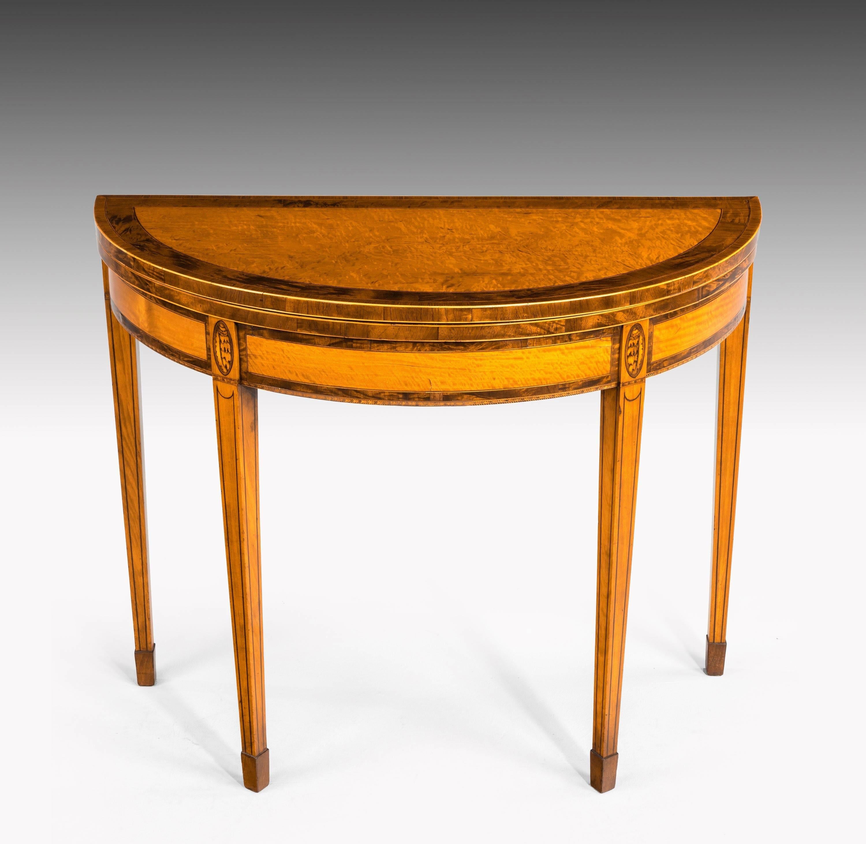 Pair of George III Period Satinwood Card Tables 1