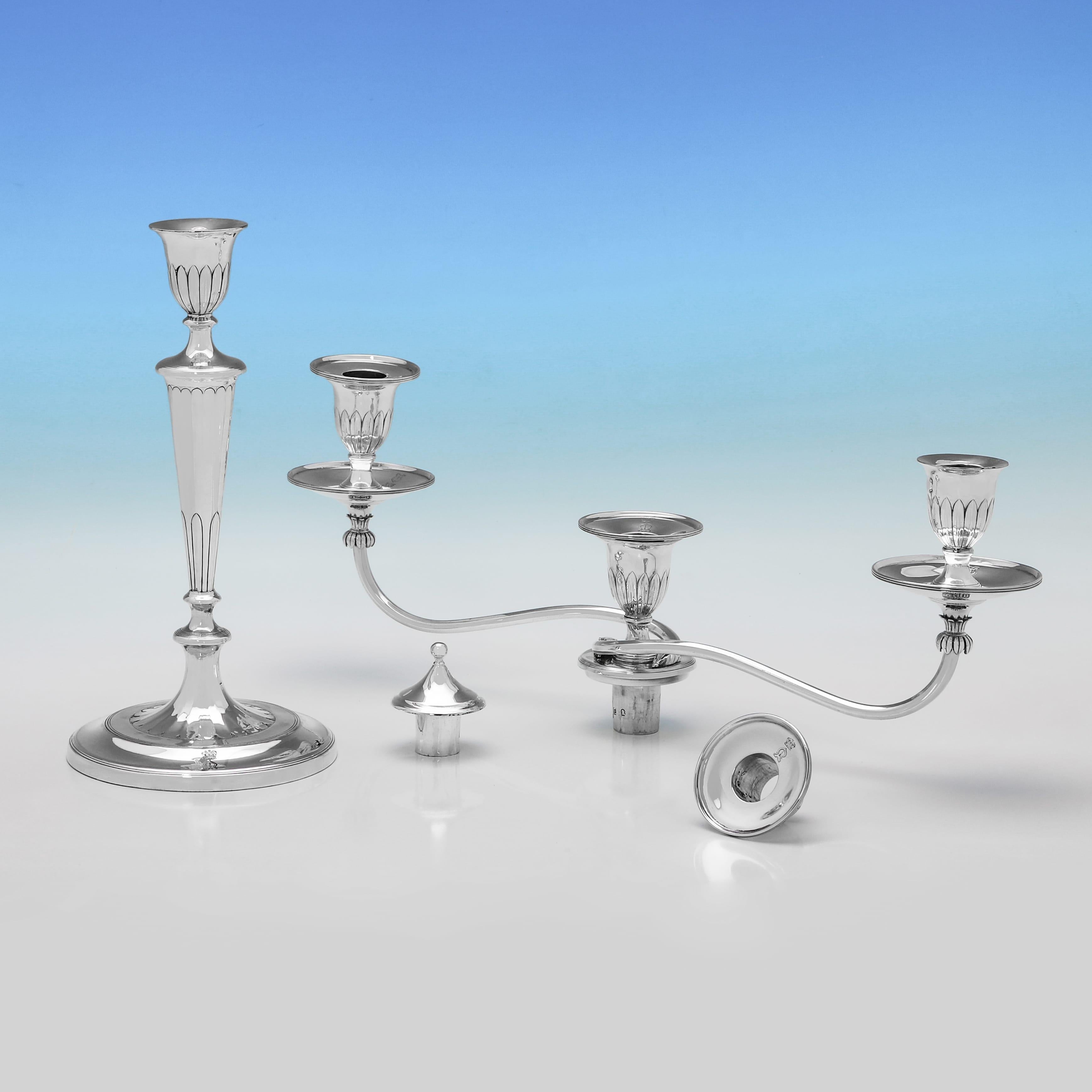 English Pair of George III period sterling silver candelabra made in 1799 For Sale