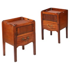 Pair of George III Period Tray Top Mahogany Bedside Cabinets, 18th Century