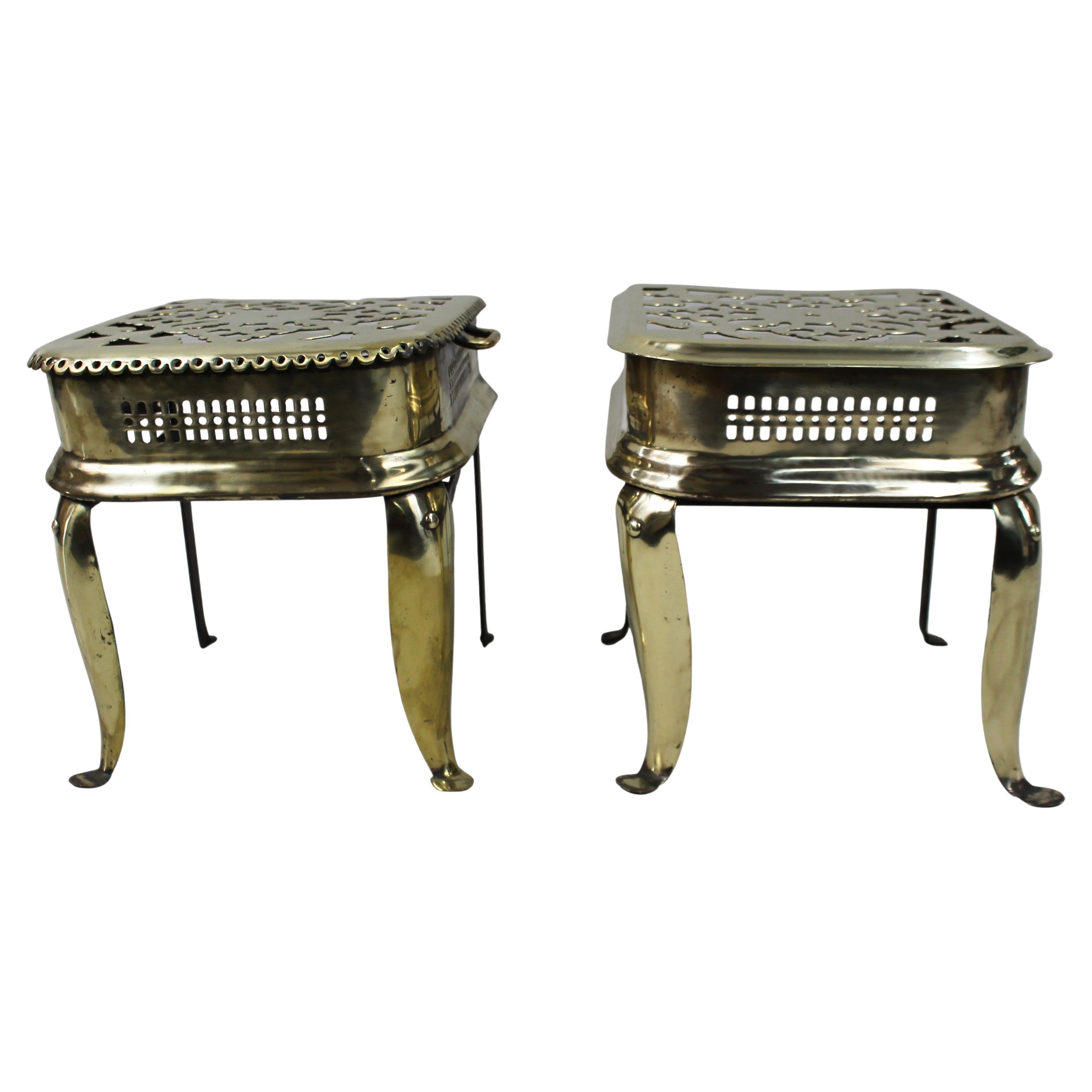 Pair of George III Pierced Brass Footman Trivets, England circa 1800