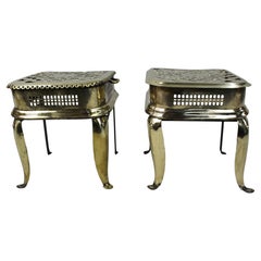 Antique Pair of George III Pierced Brass Footman Trivets, England circa 1800