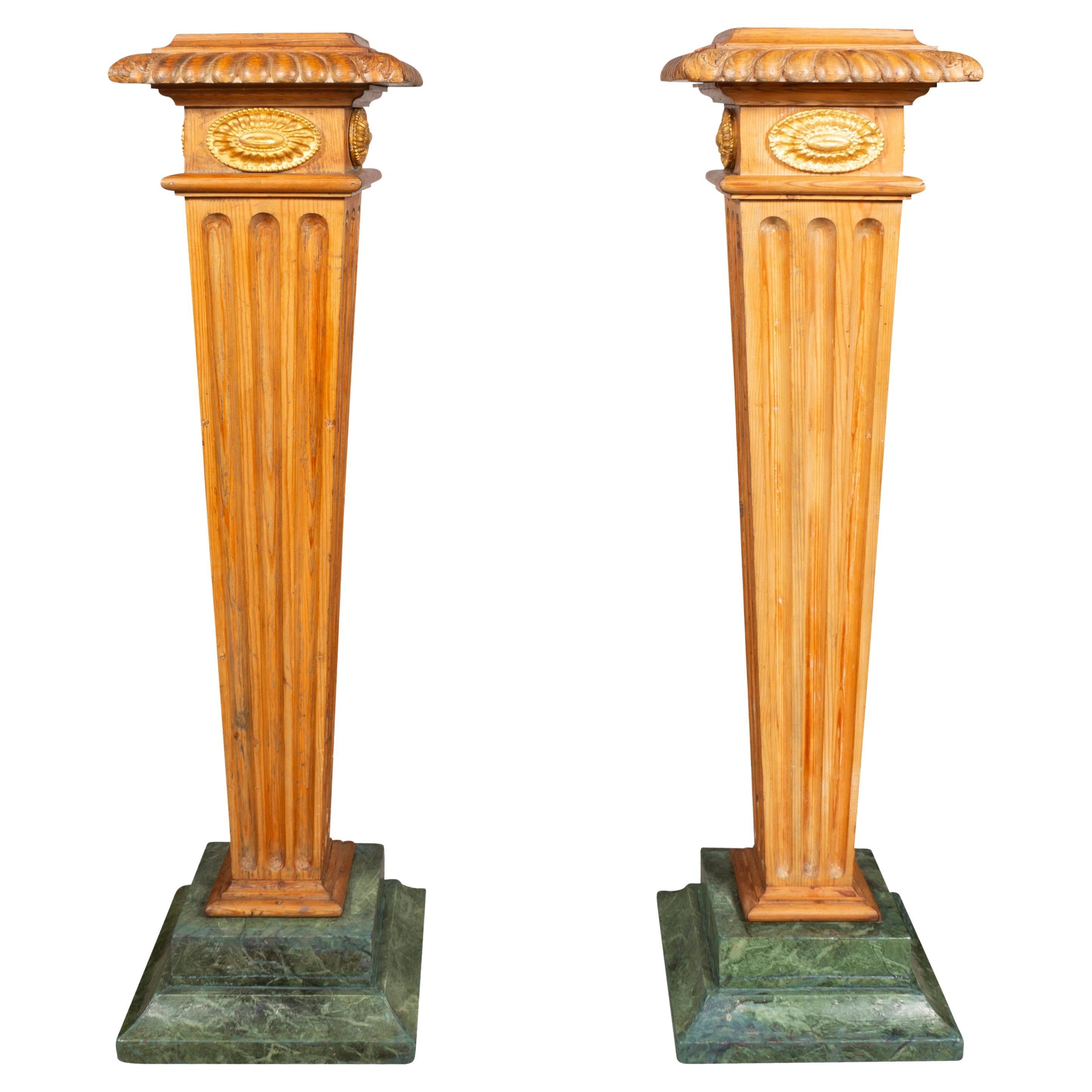 Pair Of George III Pine Pedestals For Sale