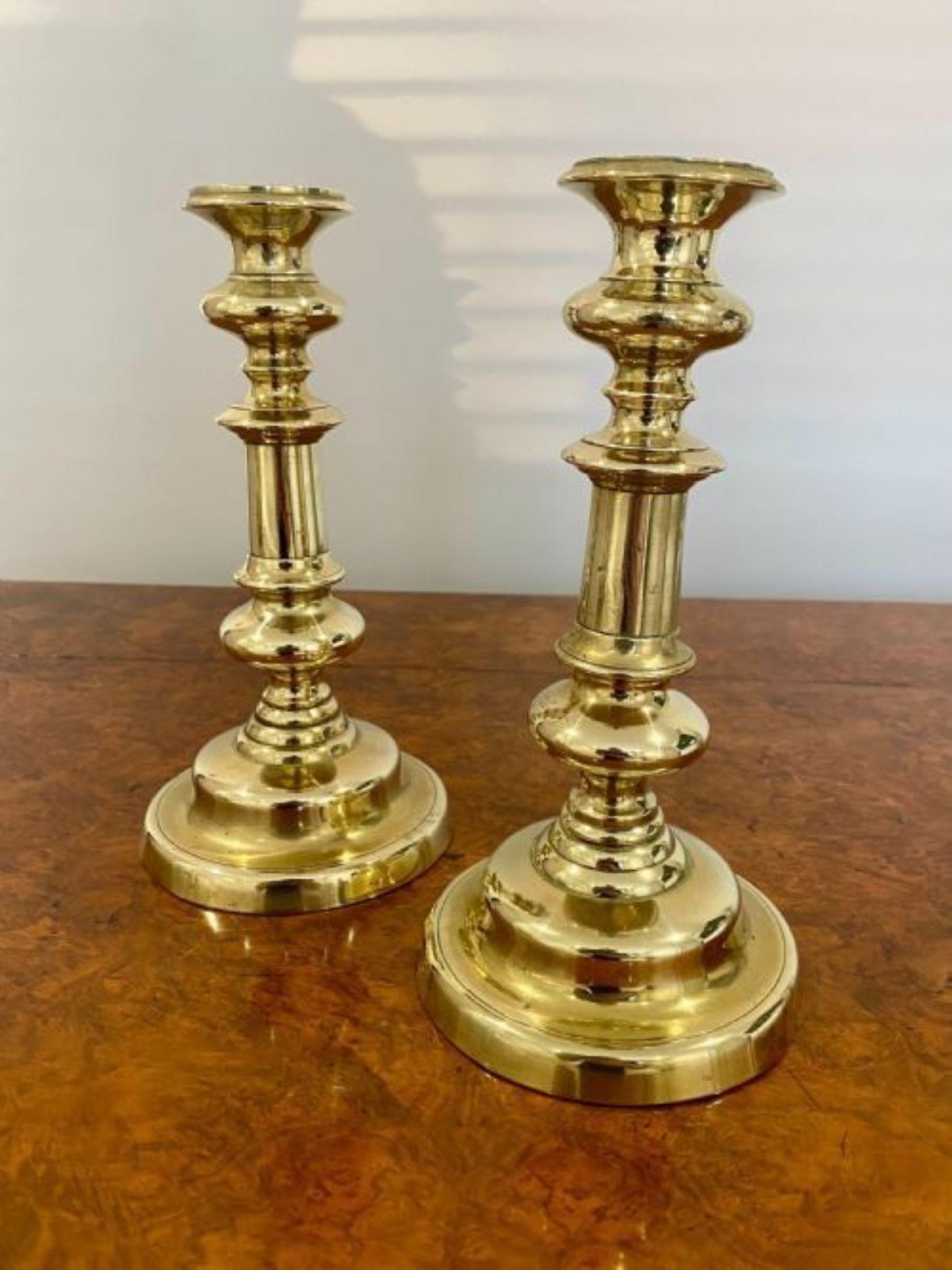 Pair Of George III Quality Brass Candlesticks  In Good Condition In Ipswich, GB