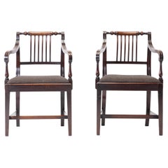 Pair of George III Regency Mahogany Elbow Chairs