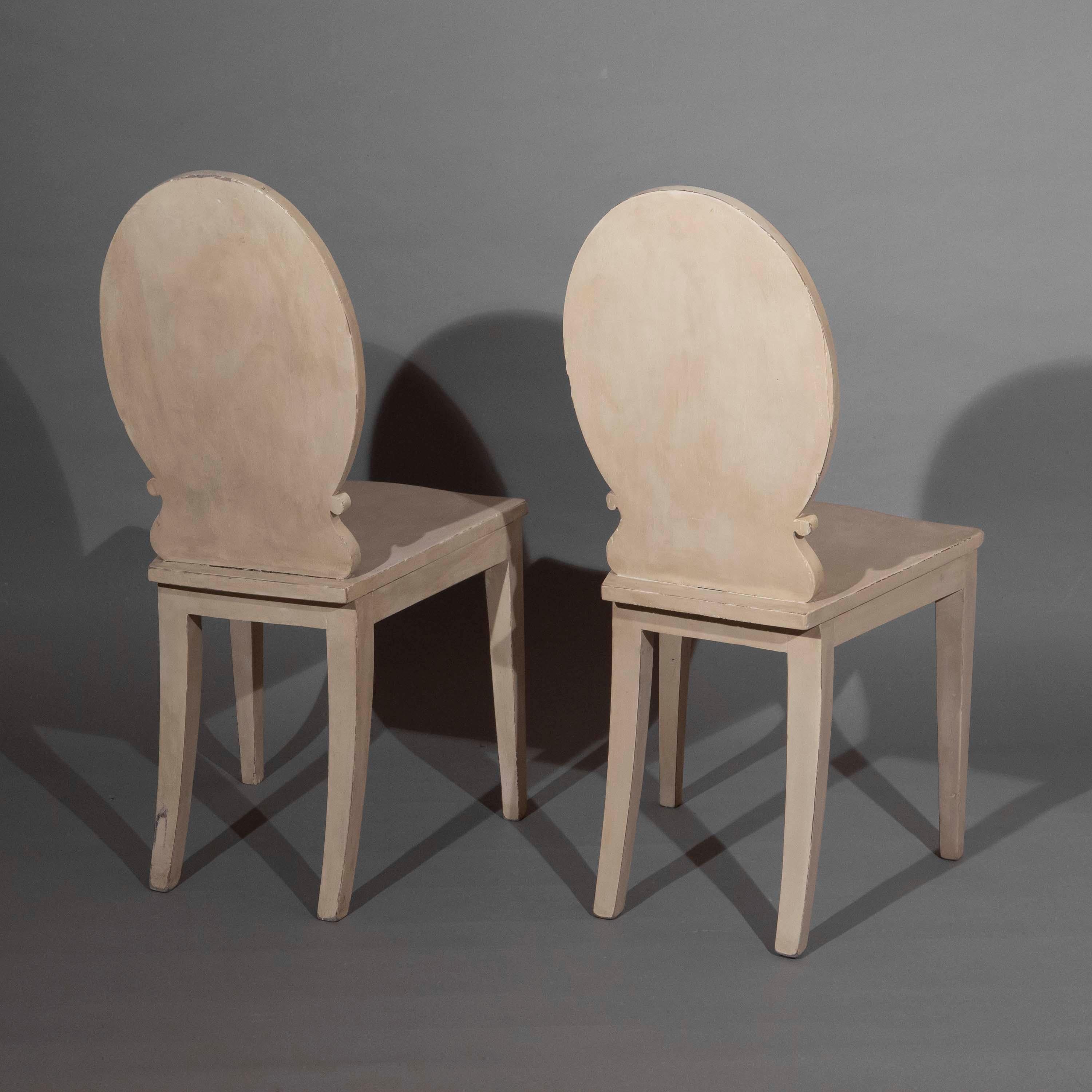 Pair of George III Regency Painted Hall Chairs 5
