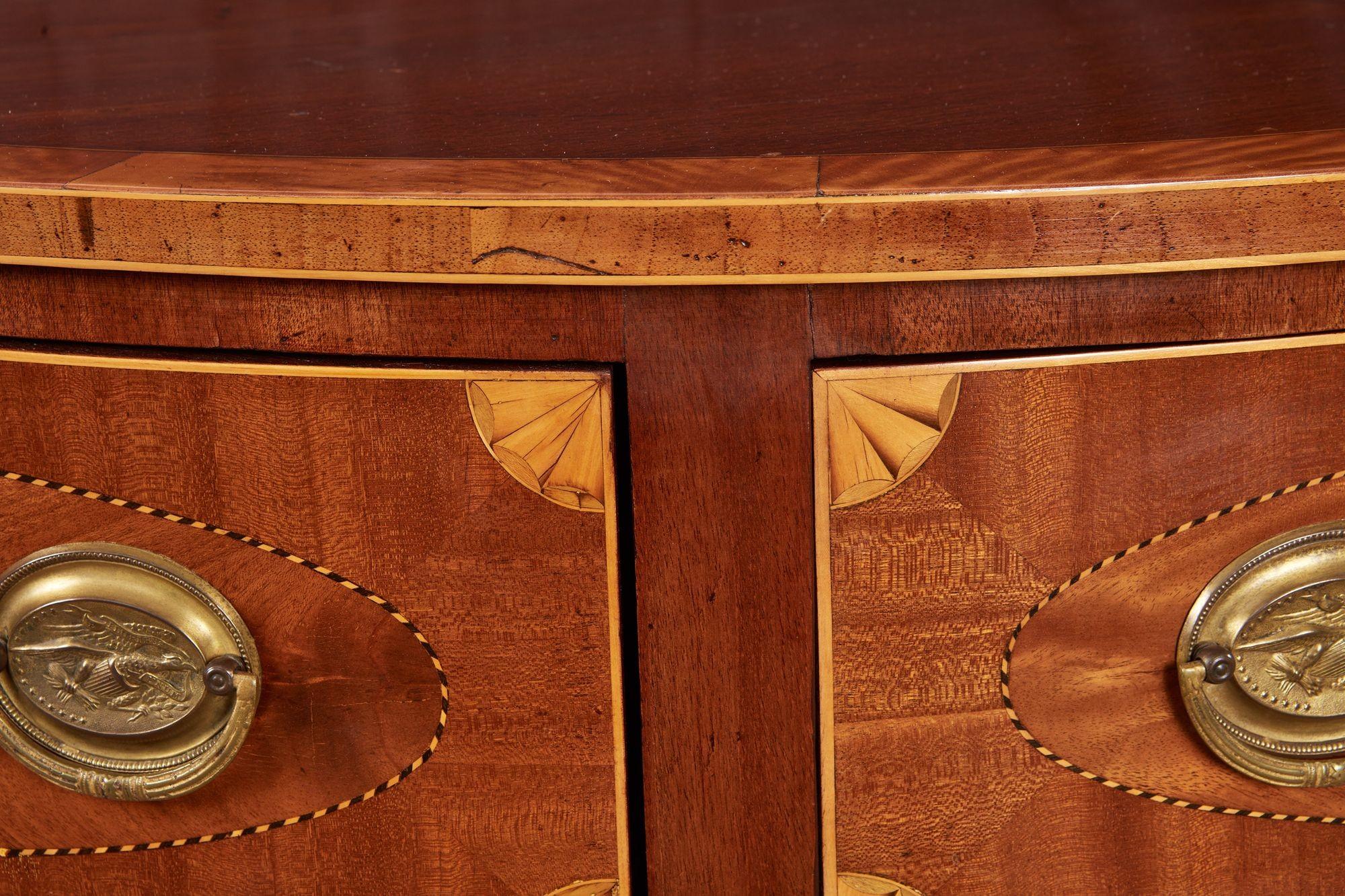 Pair of George III Satinwood Inlaid Demilune Console Cabinets For Sale 3