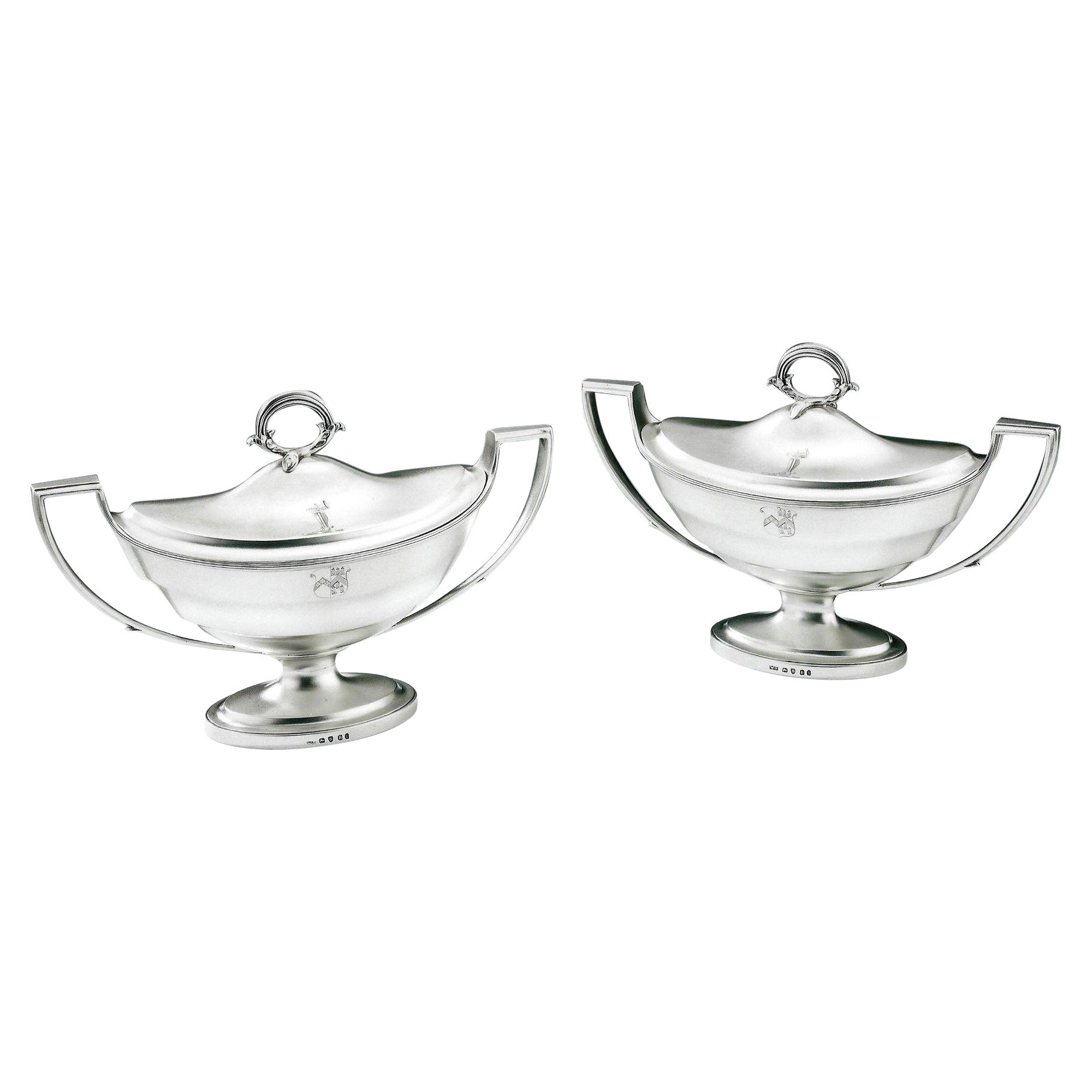 Pair of George III Sauce Tureens Made in London by William Frisbee, 1797 For Sale