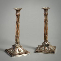 Pair of George III Sheffield Plate Candlesticks