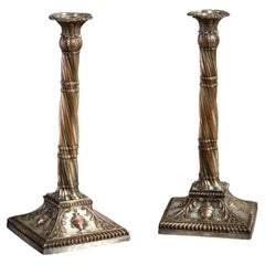 Pair of George III Sheffield Plate Candlesticks