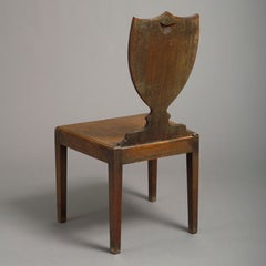 Pair of George III Shield Back Hall Chairs