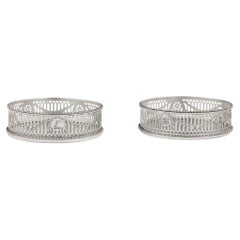 Pair of George III Silver Based Wine Coasters by William Plummer, 1776
