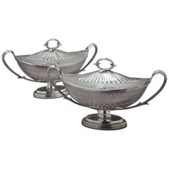 Pair of George III Silver Covered Sauce Tureens