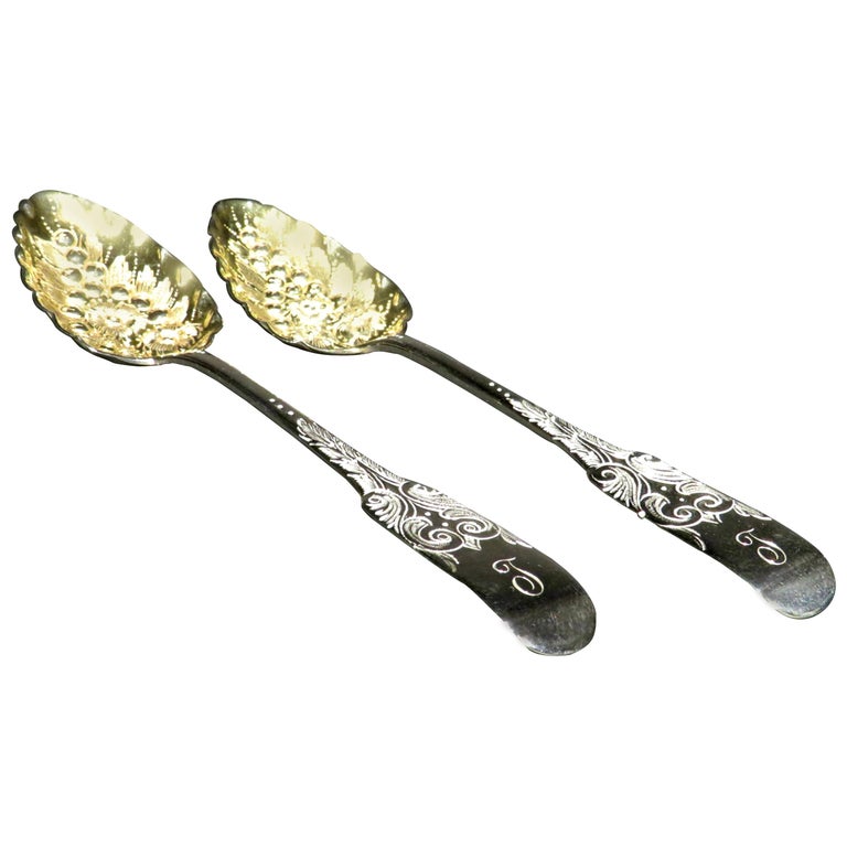 Pair of Sterling Silver Berry Spoons by John Zeigler