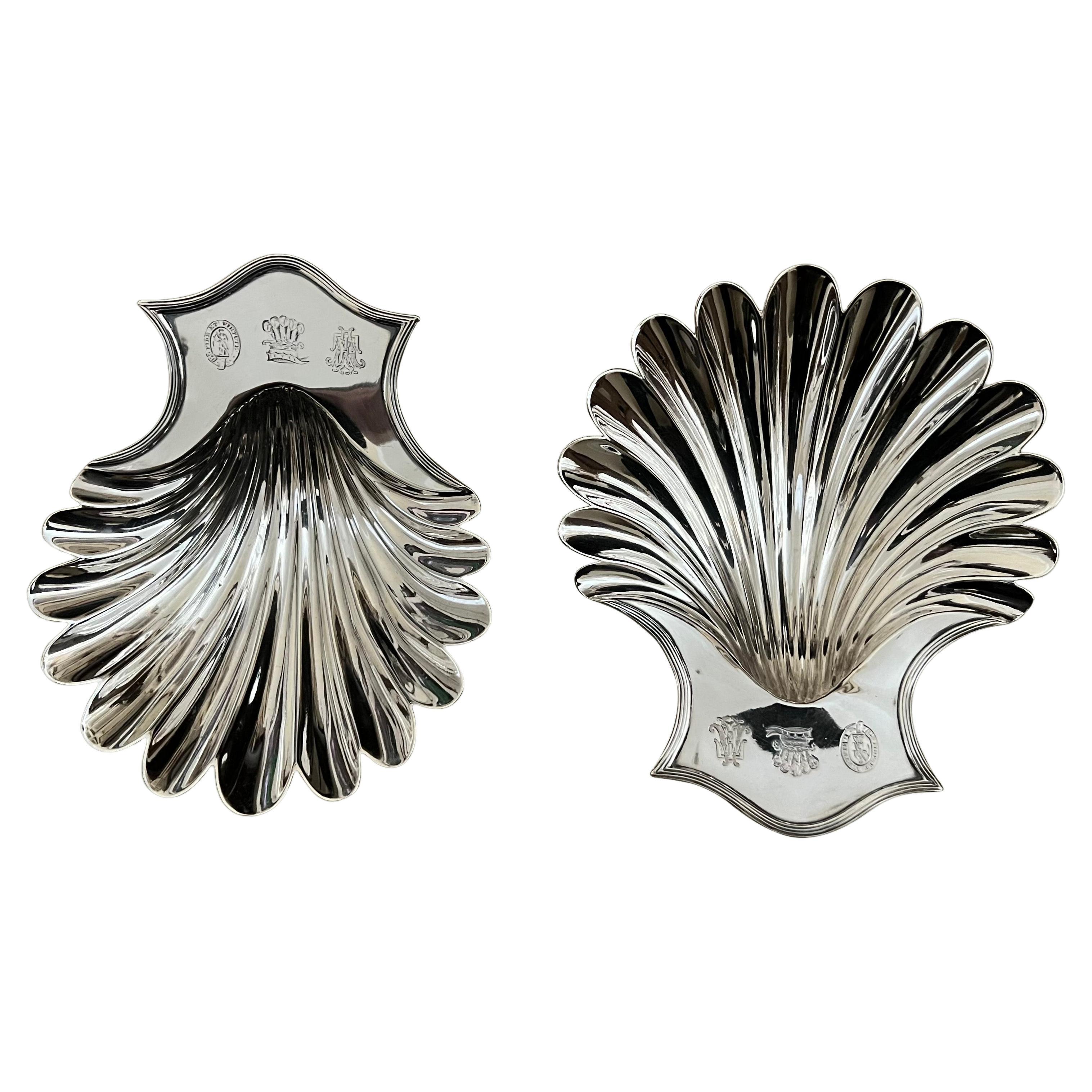 Pair of George III Sterling Silver Butter Shells by Bateman Family, London 1802