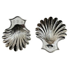 Pair of George III Sterling Silver Butter Shells by Bateman Family, London 1802