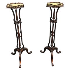 Vintage Pair of George III Style Carved and Galleried Mahogany Padestal-Fern Stands