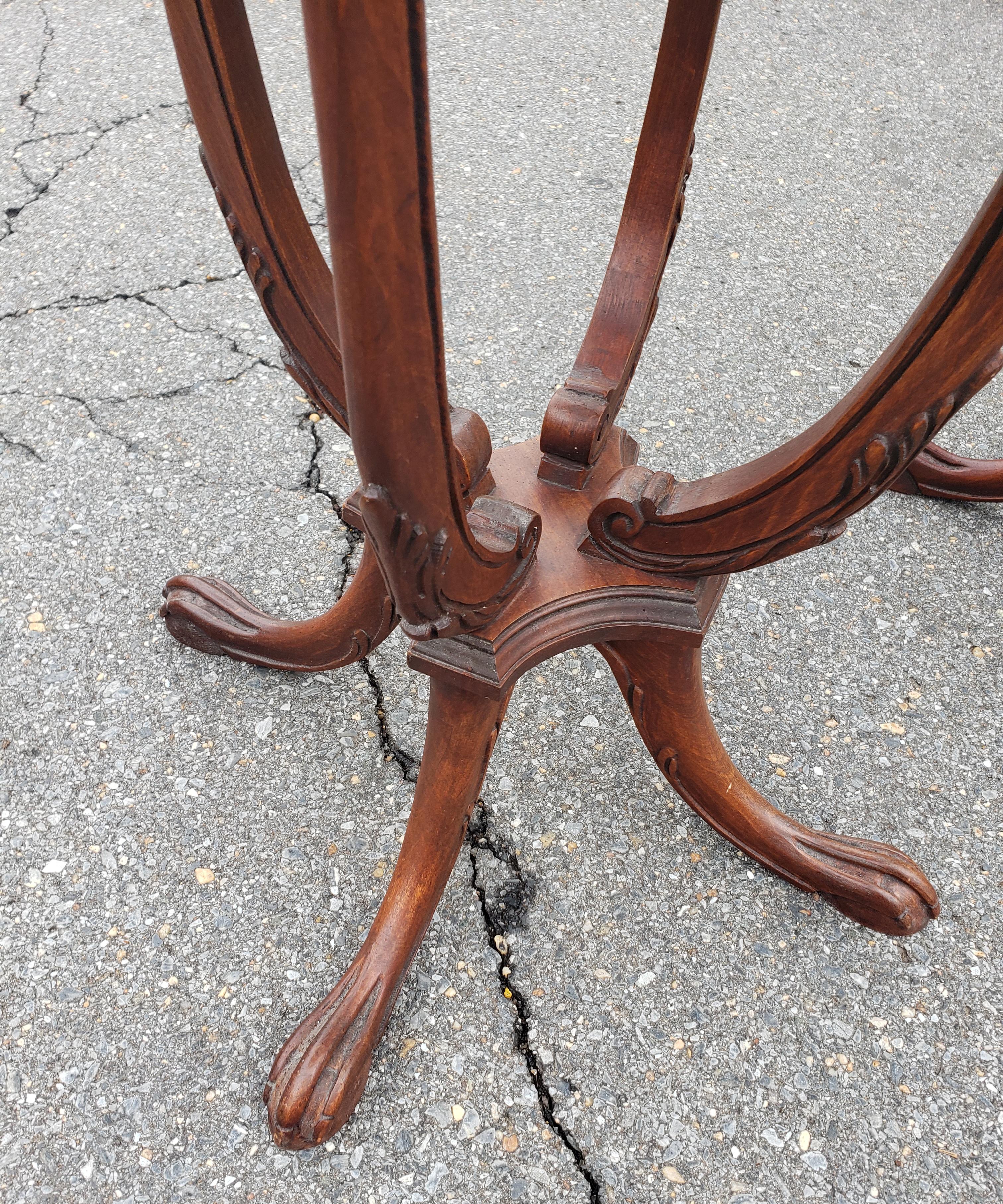 Pair of George III Style Carved Galleried Mahogany Quadpod Paw Feet Side Tables  In Good Condition For Sale In Germantown, MD