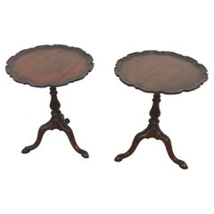 Pair of George III-Style Carved Mahogany Tripod Tables