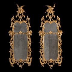 Coppia di specchi cinesi Chippendale in legno dorato in stile Giorgio III, XIX secolo