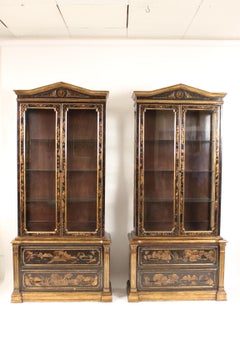Pair of George III Style Chinoiserie Decorated Display Cabinets