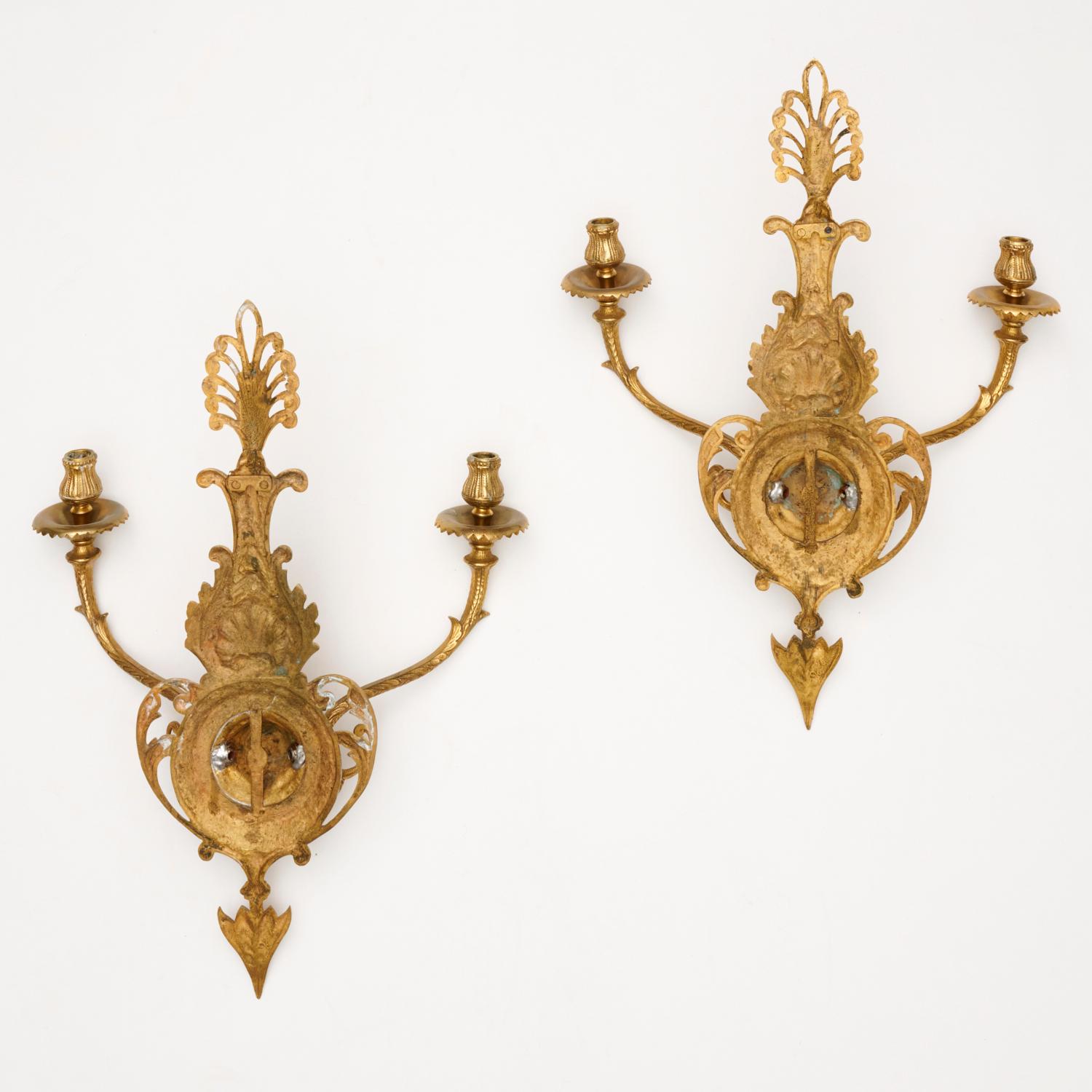 American Pair of George III Style Gilt Bronze Candle Sconces