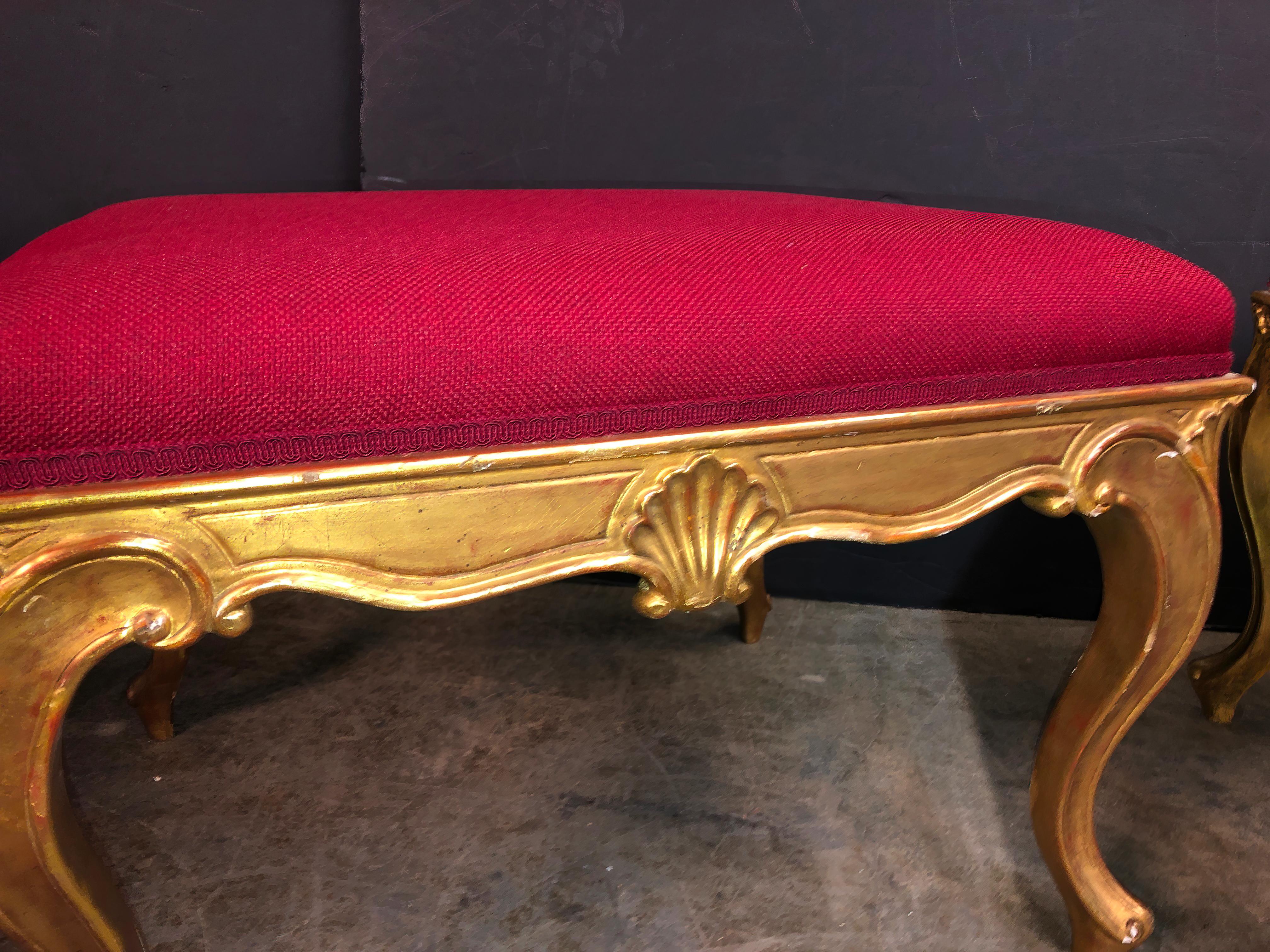 Hepplewhite Pair of George III Style Gilt Stools For Sale