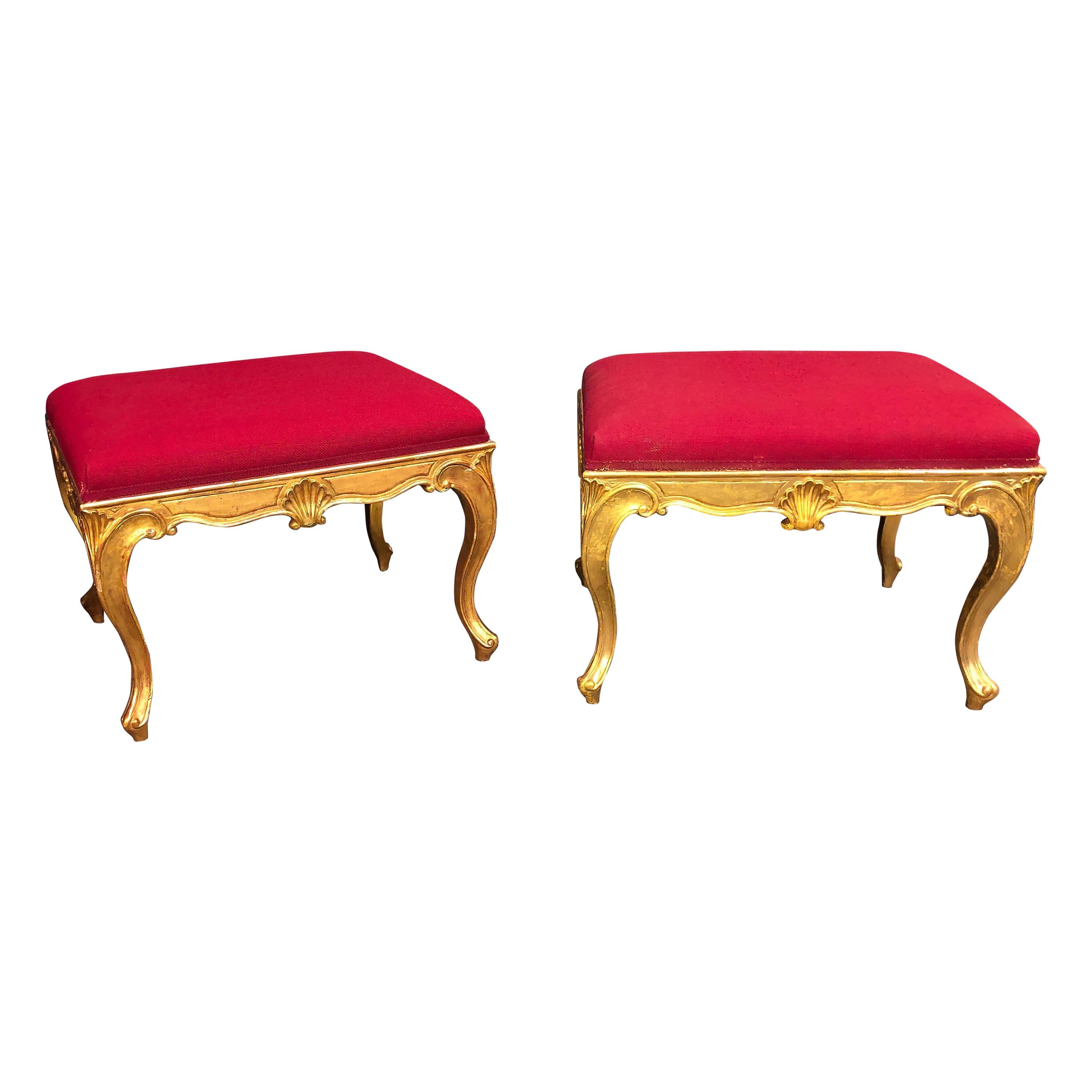 Paar vergoldete Hocker im Stil von George III
