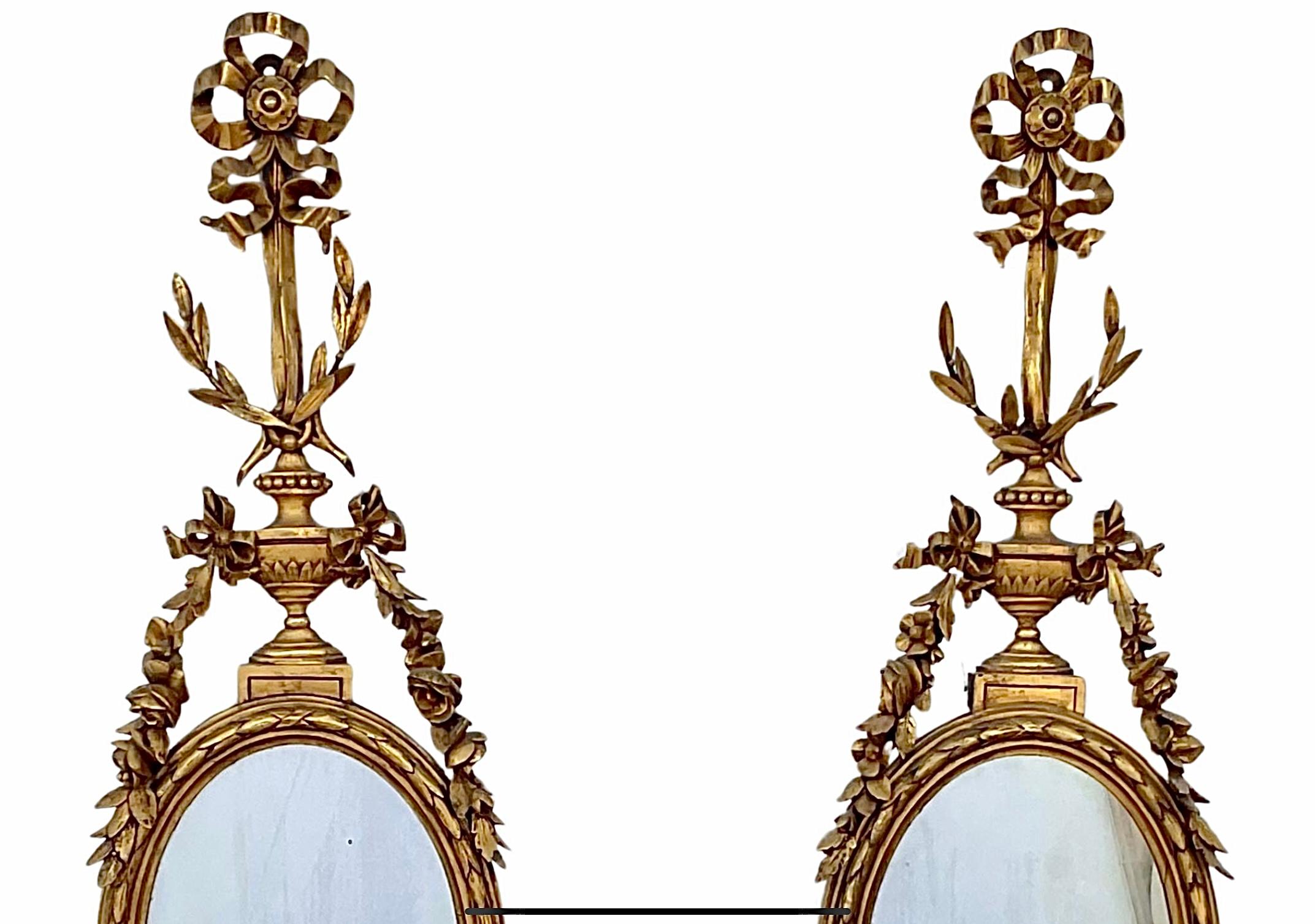 English Pair Of George III Style Giltwood Girandole Mirrors For Sale