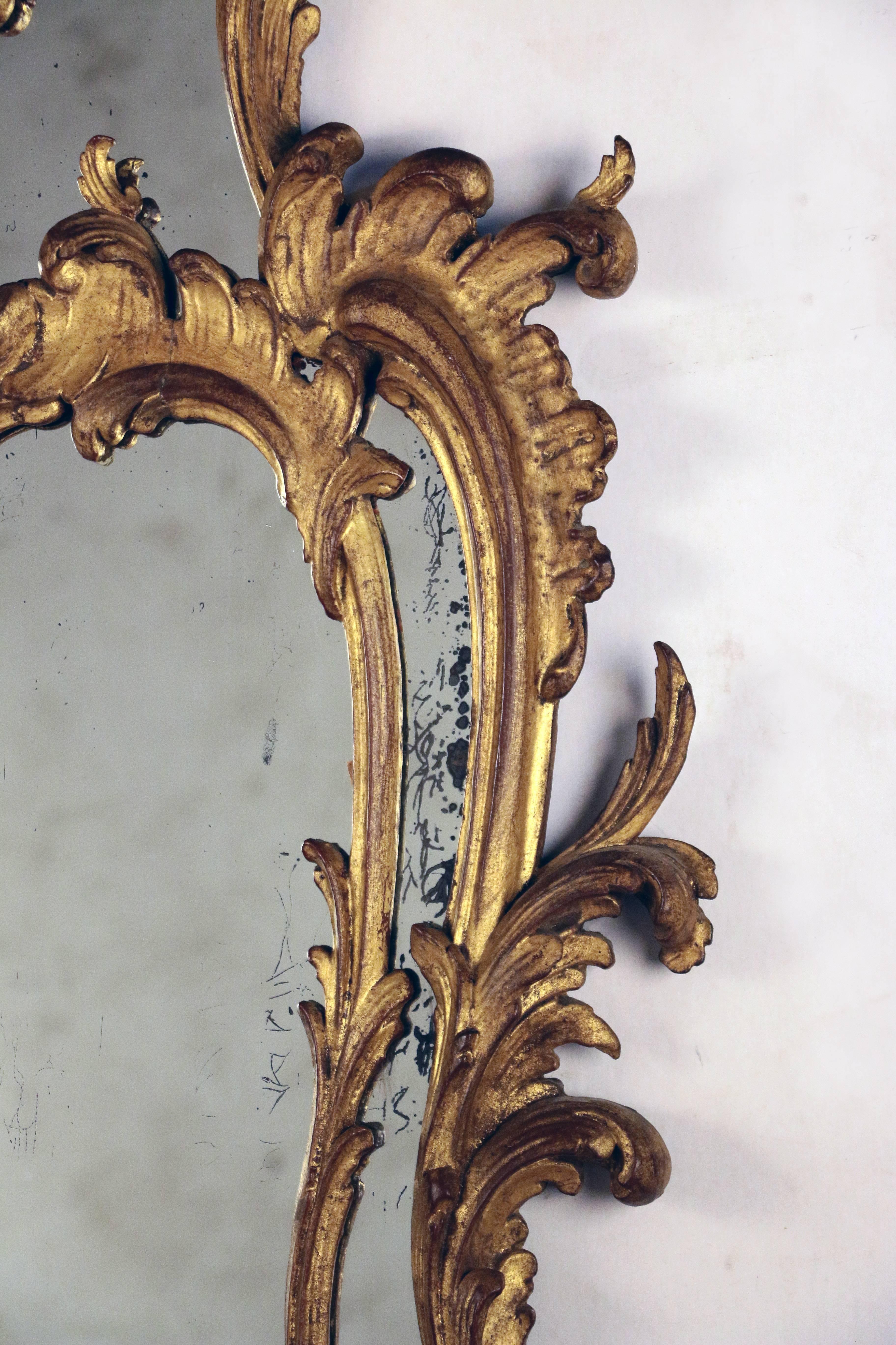 Pair of George III Style Giltwood Mirrors For Sale 2