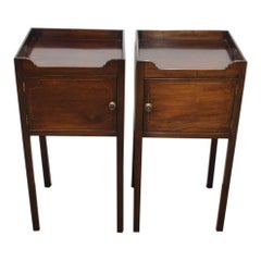 Pair of George III Style Inlaid Mahogany Lockers or Pot Cupboards